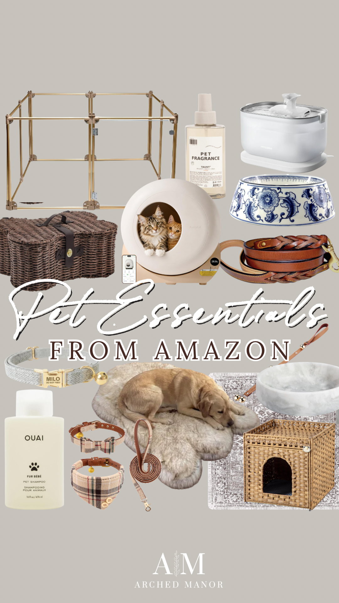 Arched Manor Facebook ad: Elevated pet essentials we found on Amazon From…