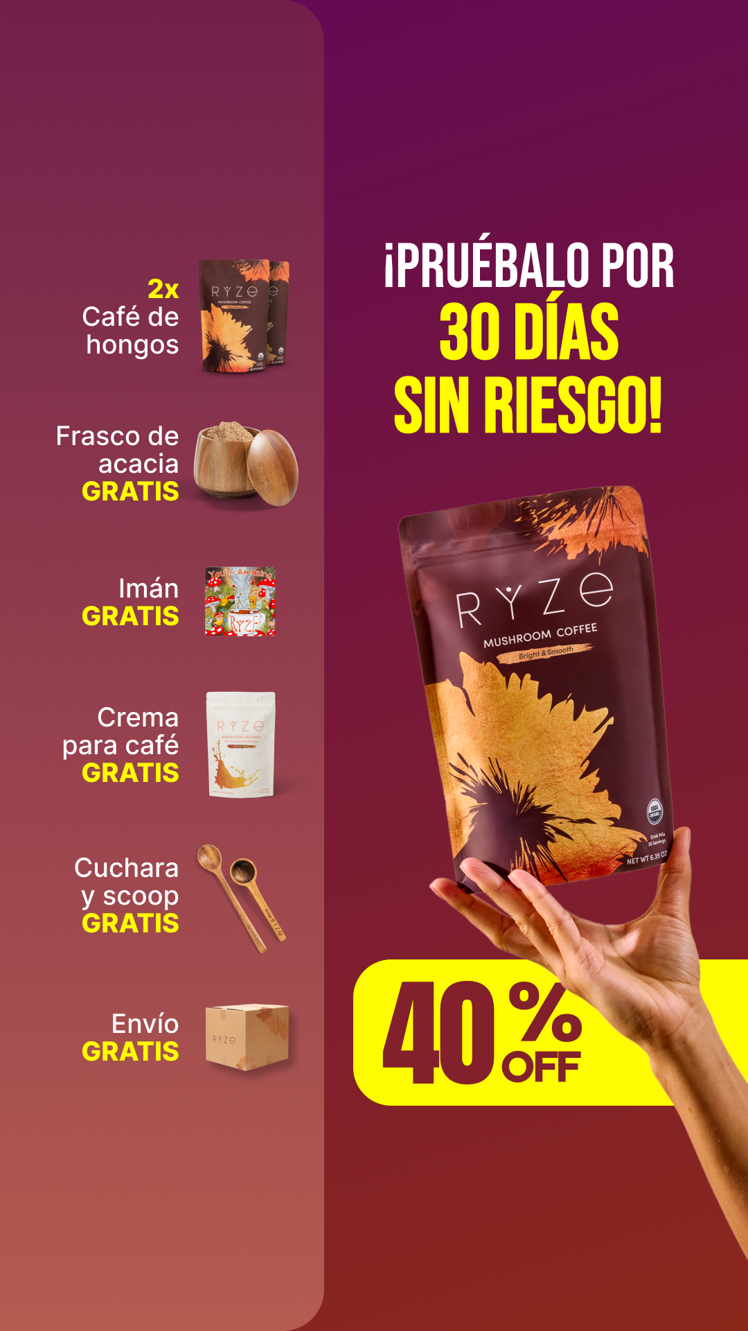 RYZE Superfoods Facebook ad