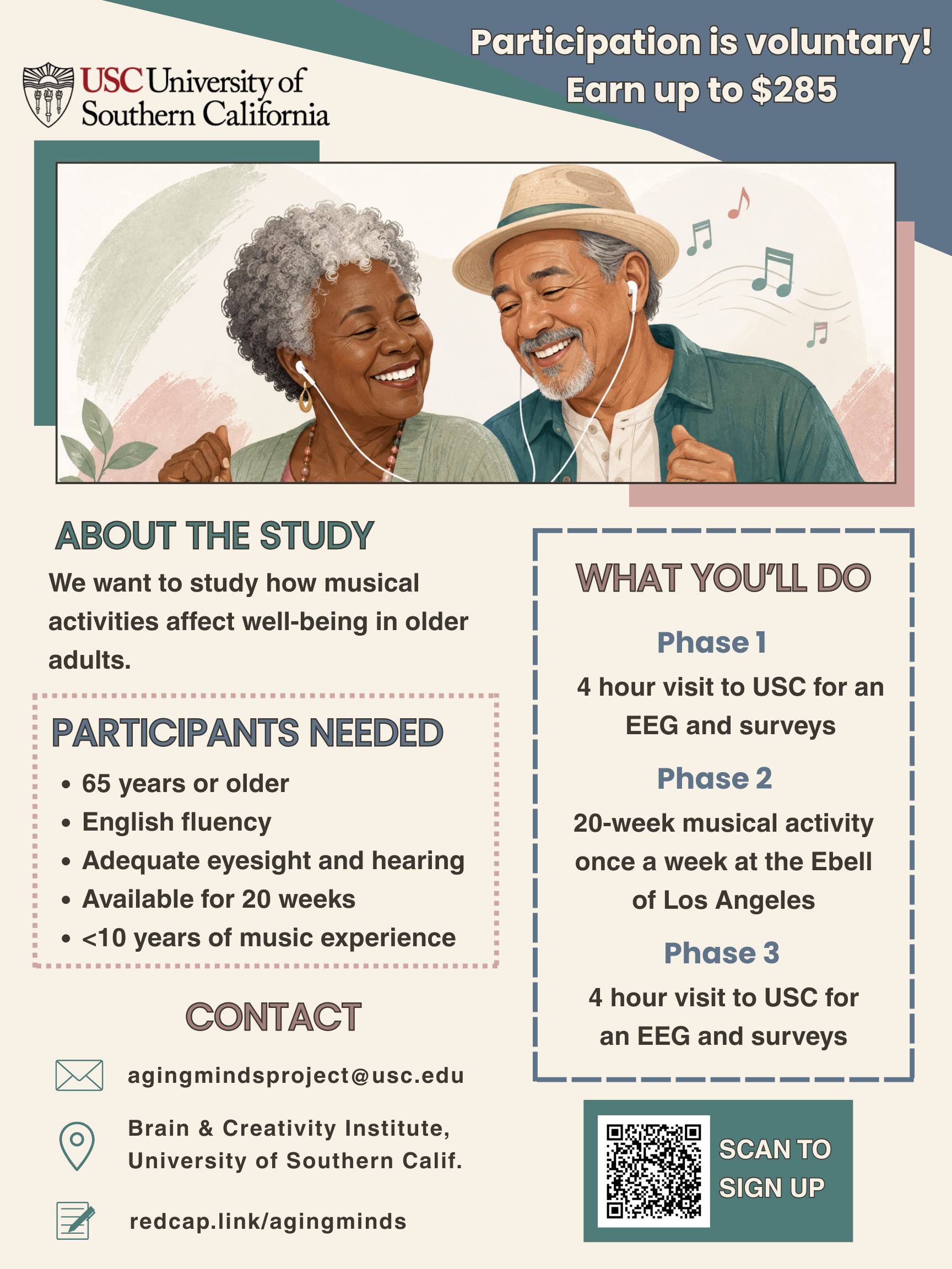 USC Brain & Music Lab Facebook ad: USC Music Study