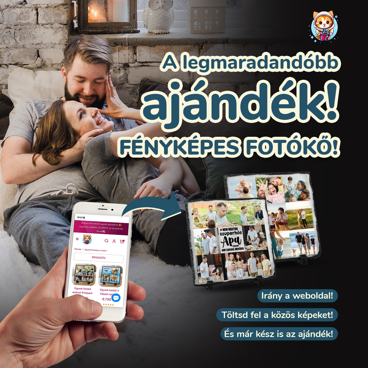 Ajándékverzum Facebook ad: Egyedi fotókő!