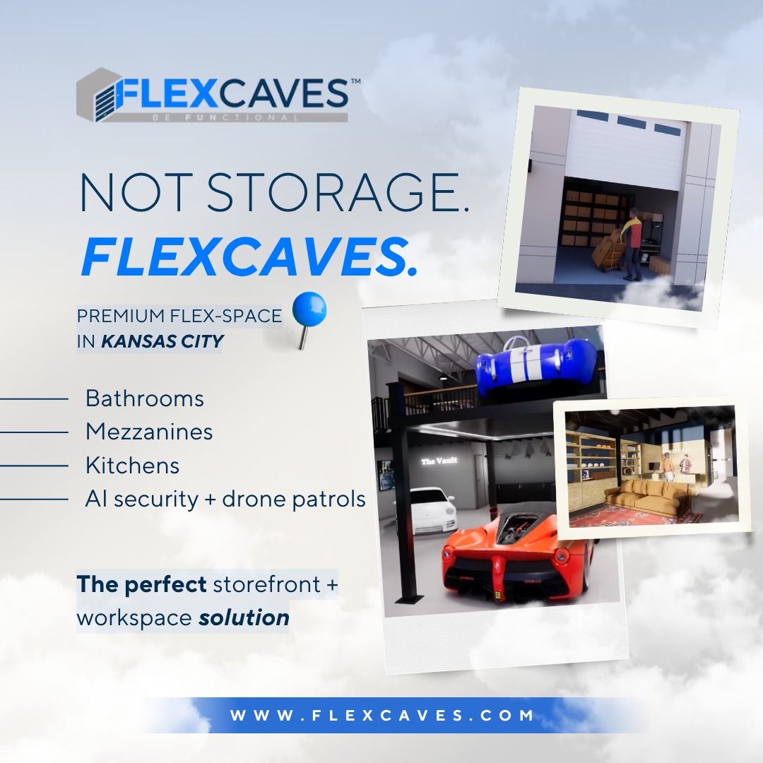 FlexCaves Facebook ad: Storage and Workspace in Kansas City