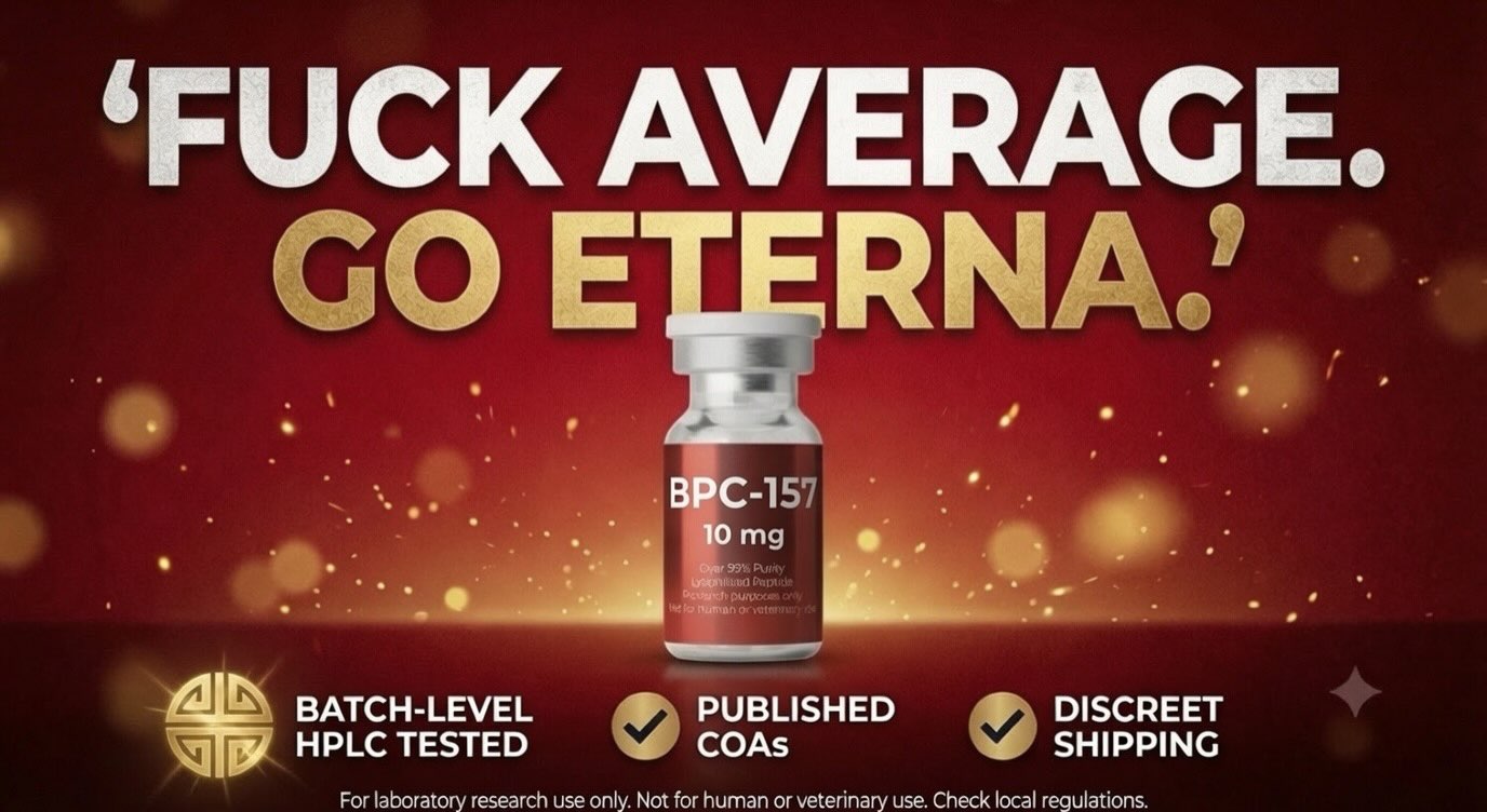 eternapeptide Facebook ad: Eterna Peptides Launch High-purity research compounds.