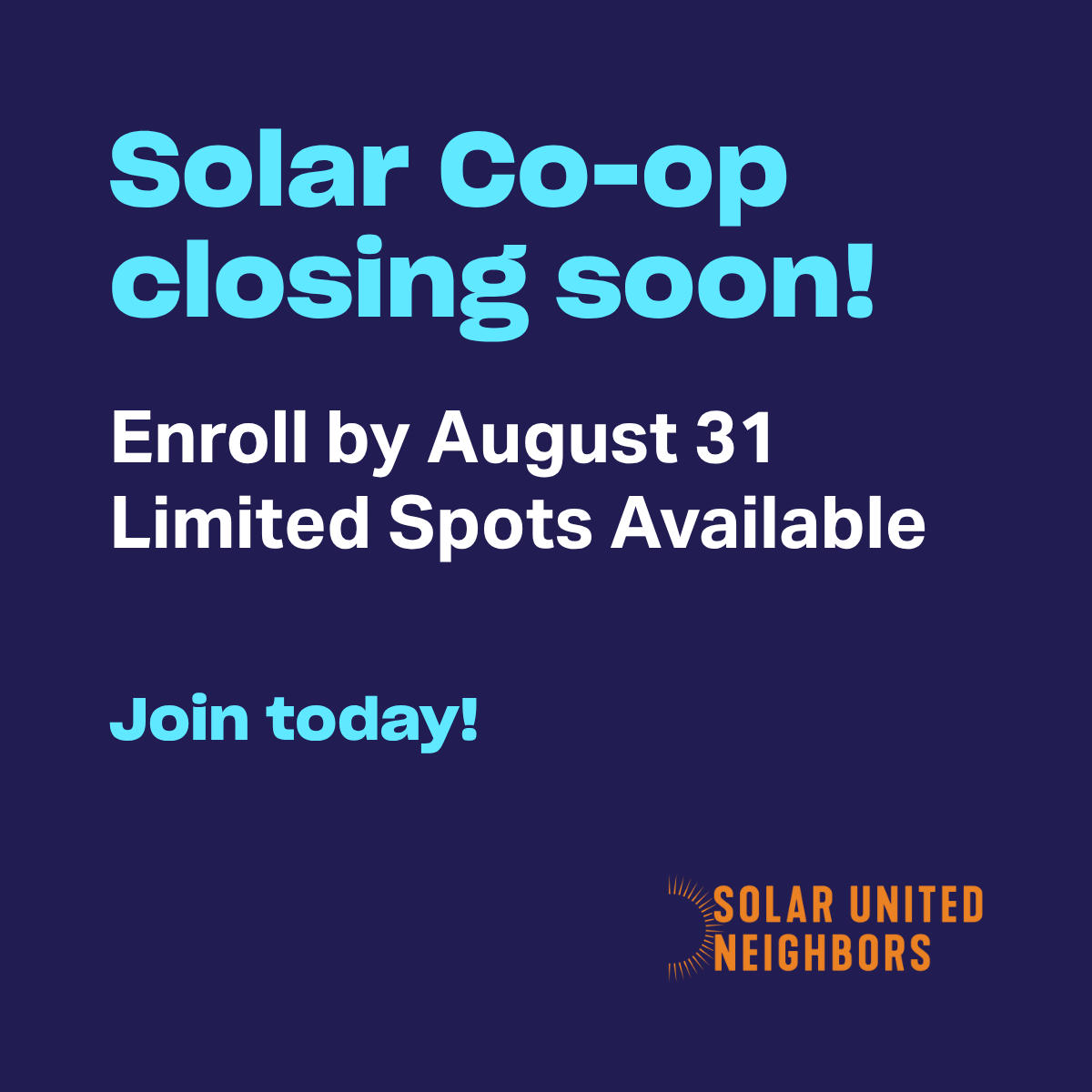 Solar United Neighbors Facebook ad from Aug 1, 2026