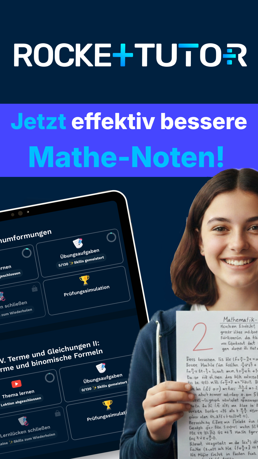 RocketTutor: Deine intelligente Mathe Lernapp Facebook ad