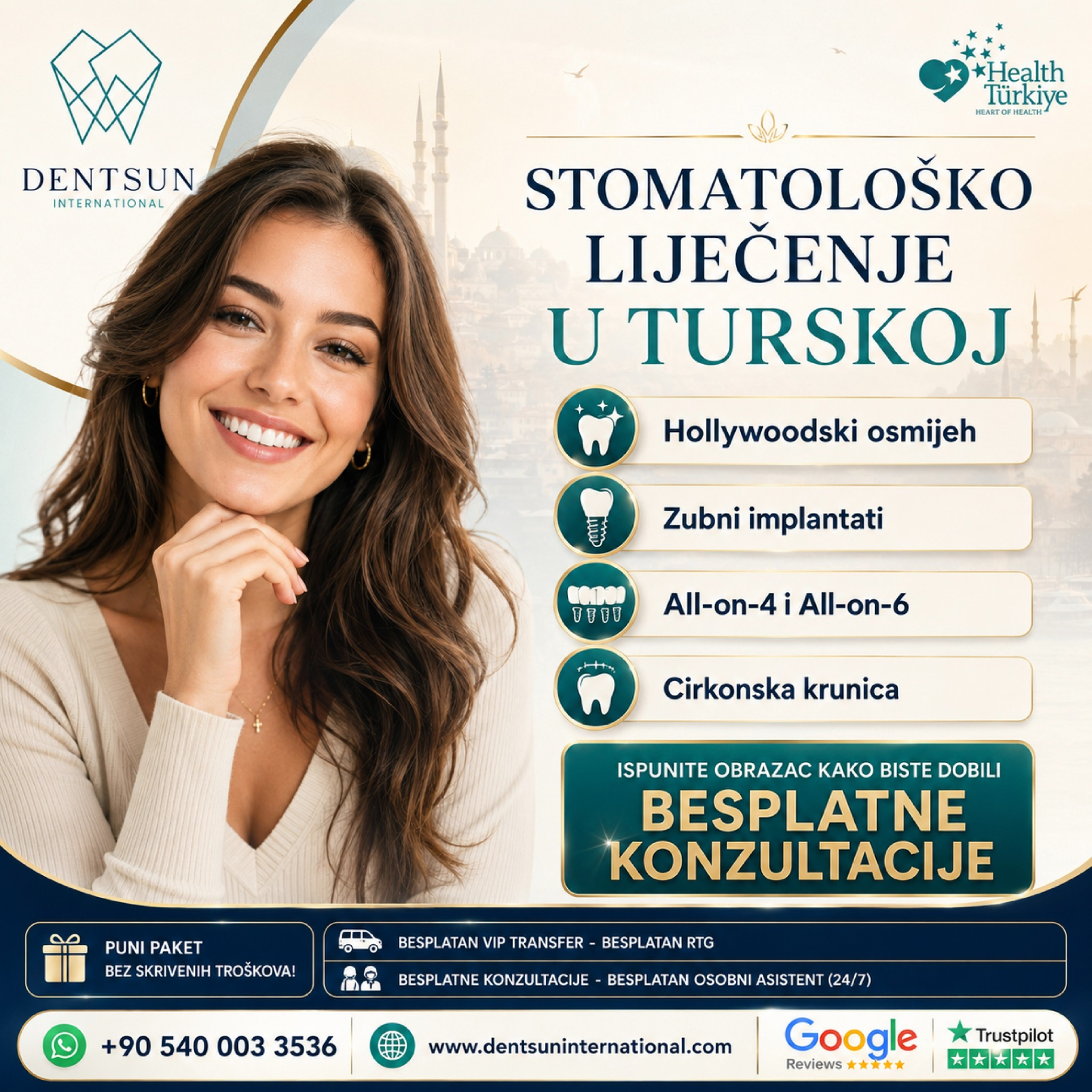 Dentsun International Facebook ad: Stomatološki tretmani u Turskoj