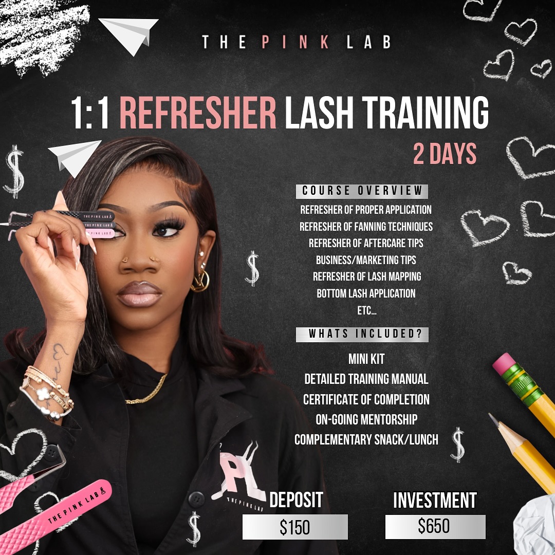 thepink.lab Facebook ad: ThePINKLab Academy Lash Refresher Course
