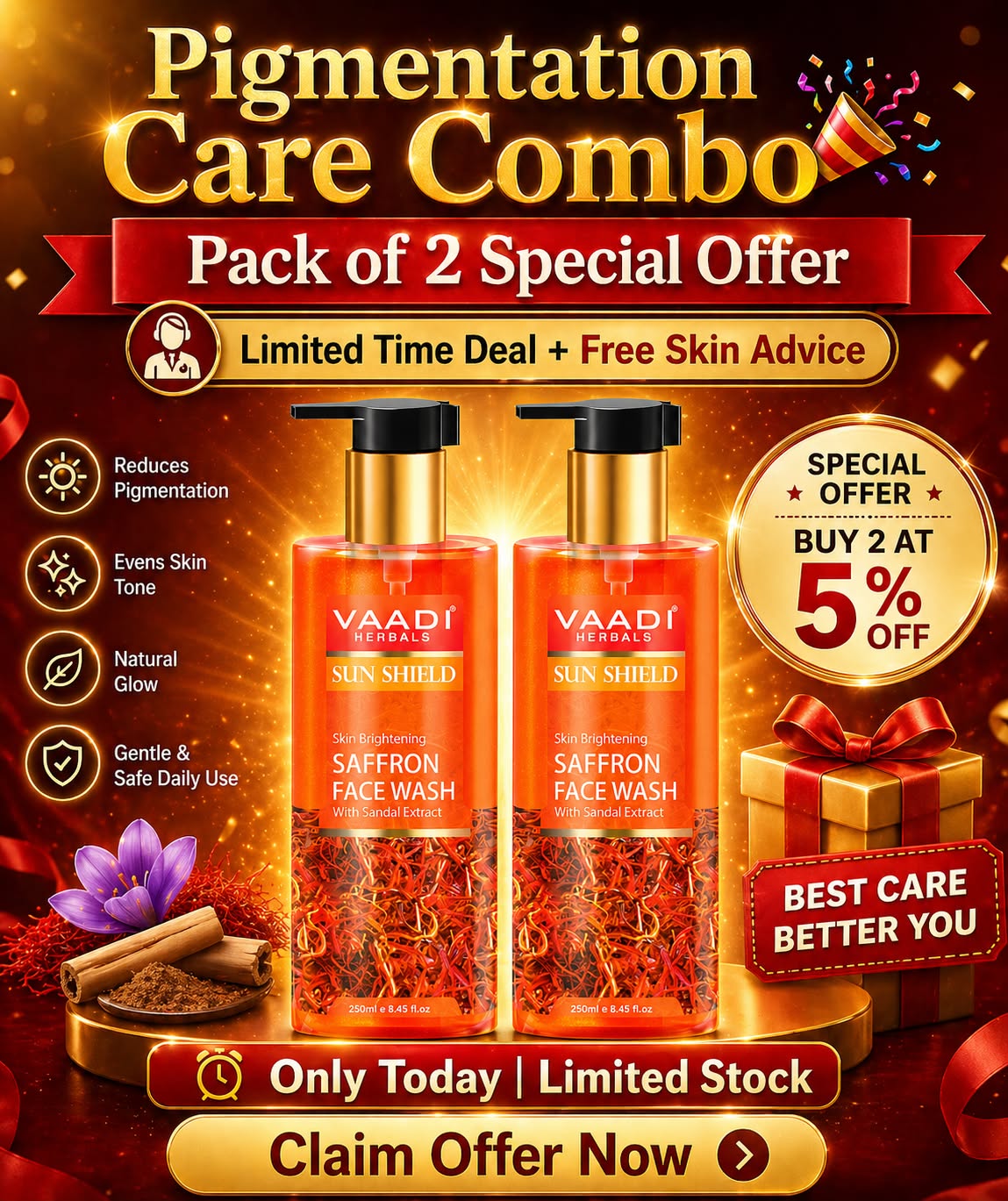 Vaadi Organics South Africa Facebook ad: Bring Back Your Sun-Kissed Glow Naturally