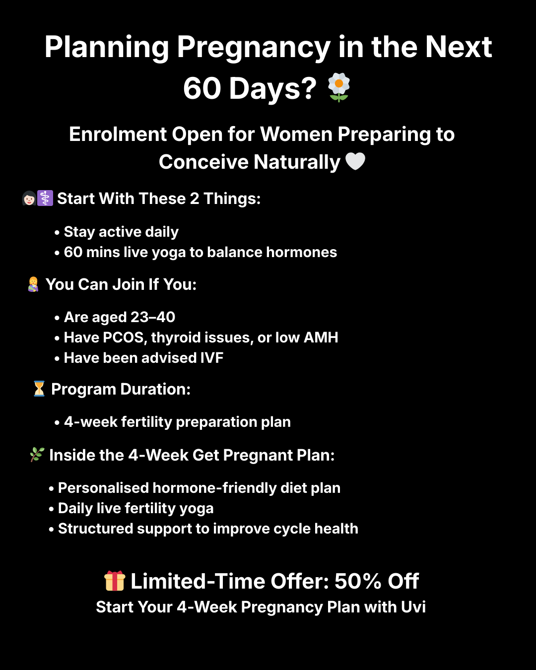 Uvi Health Facebook ad: Conceive Naturally with Uvi Today