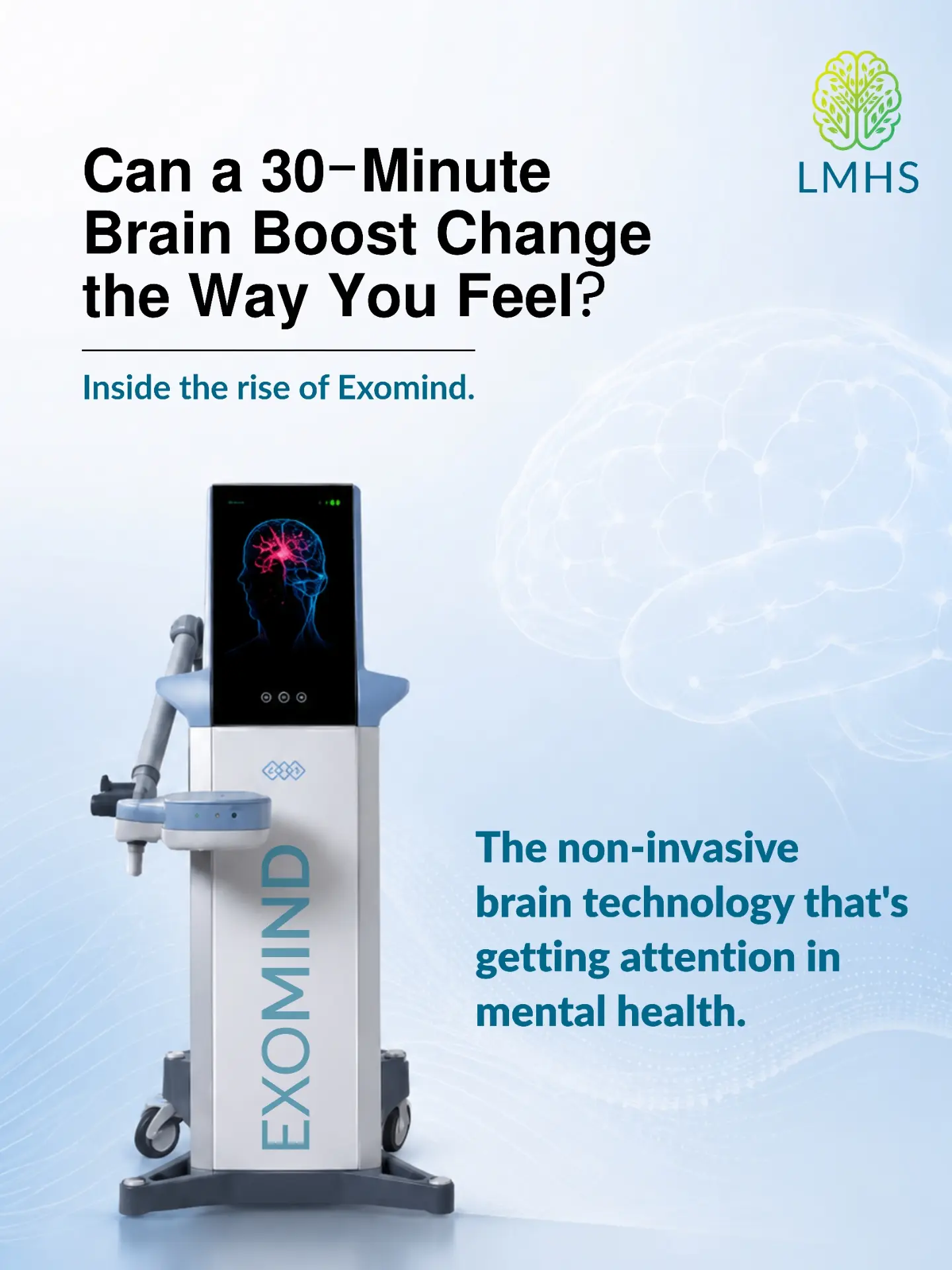 Lansdowne Mental Health Services PLLC Facebook ad: EXOMIND is a non-invasive, FDA-cleared brain stimulation…