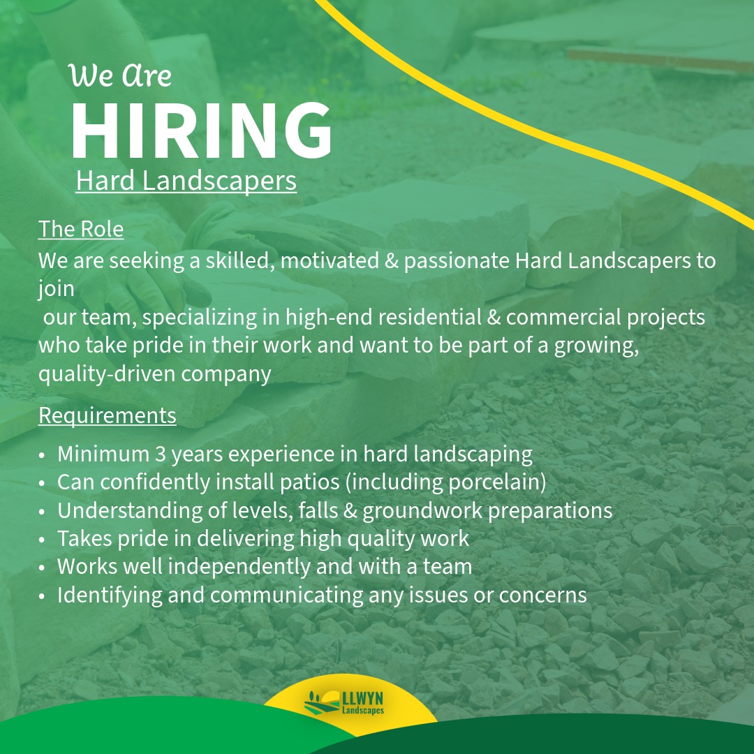 Llwyn Landscapes Ltd Facebook ad: Hard Landscaper Wanted, Join a Growing, Quality-Driven Team