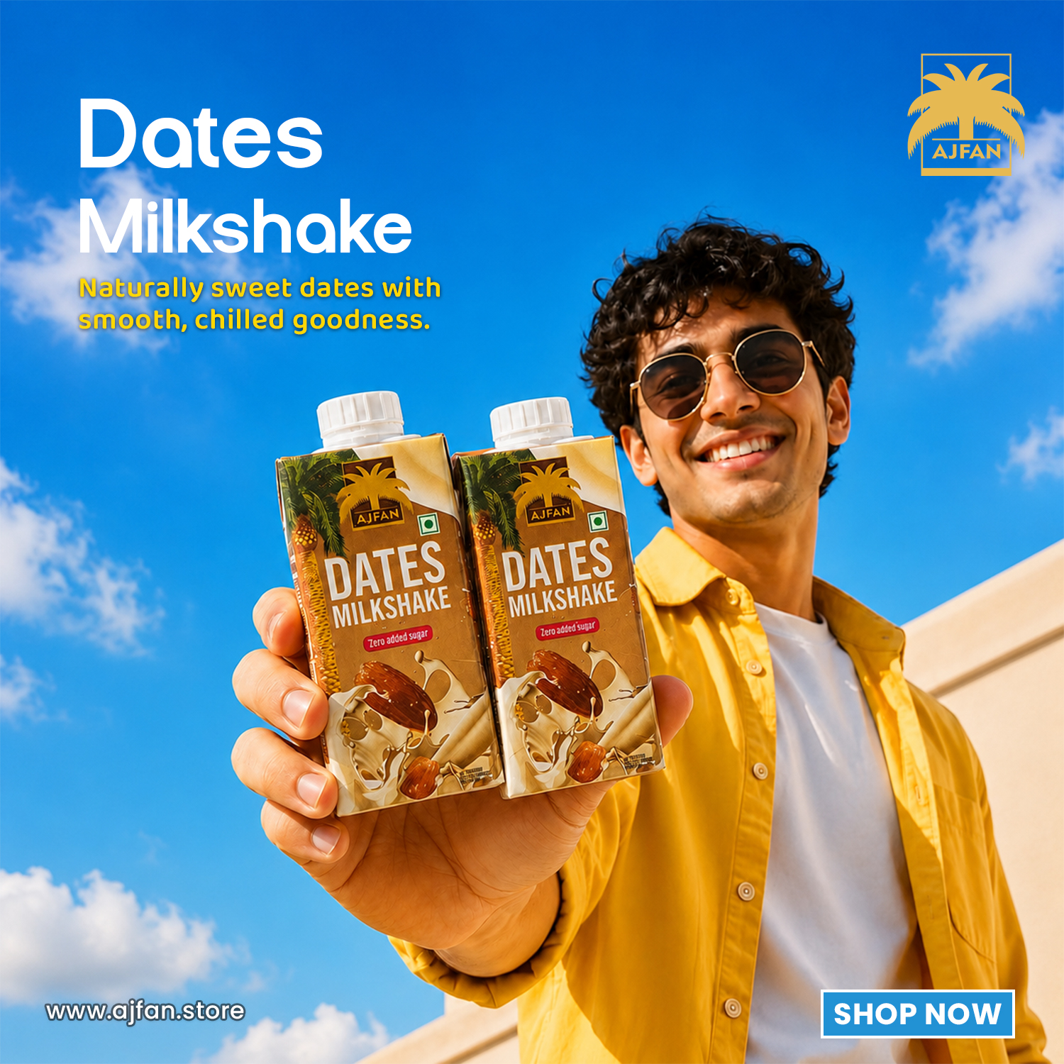 Ajfan Dates and Nuts Facebook ad: Smooth, creamy, and nourishing, Ajfan Dates Milkshake is…