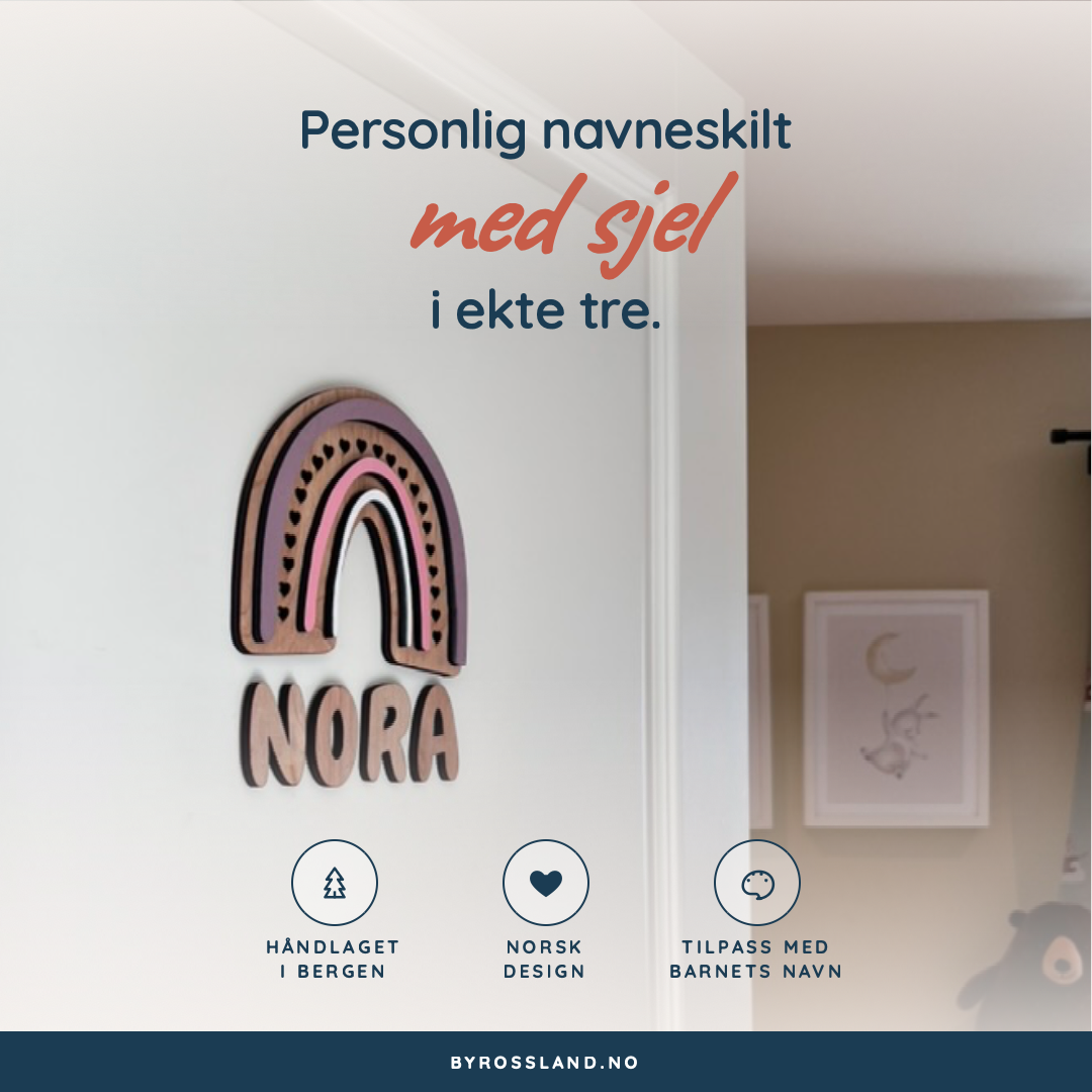 ByRossland Facebook ad: Regnbue i tre, ditt navn