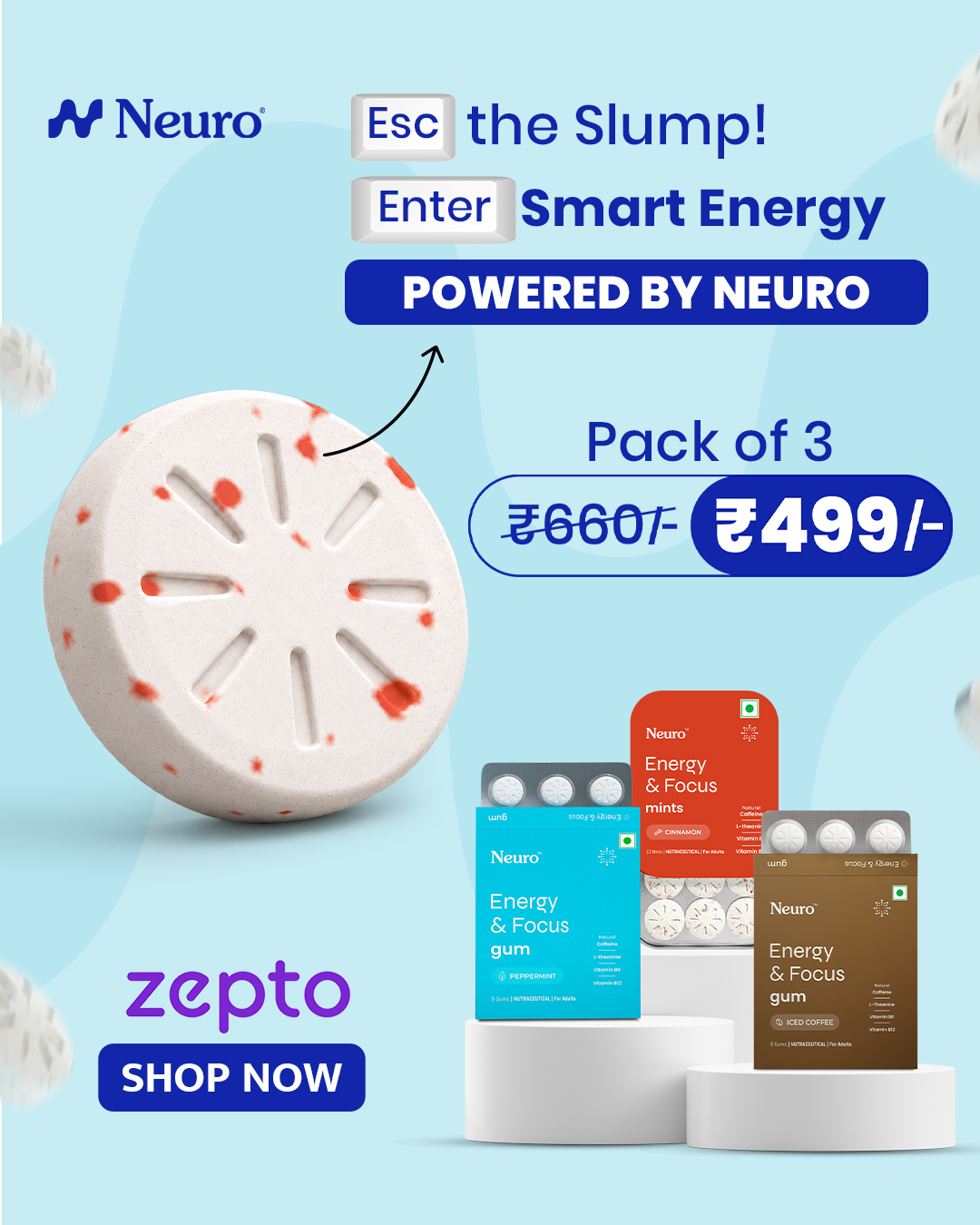 NeuroGum India Facebook ad: Everything delivered in minutes* | Zepto