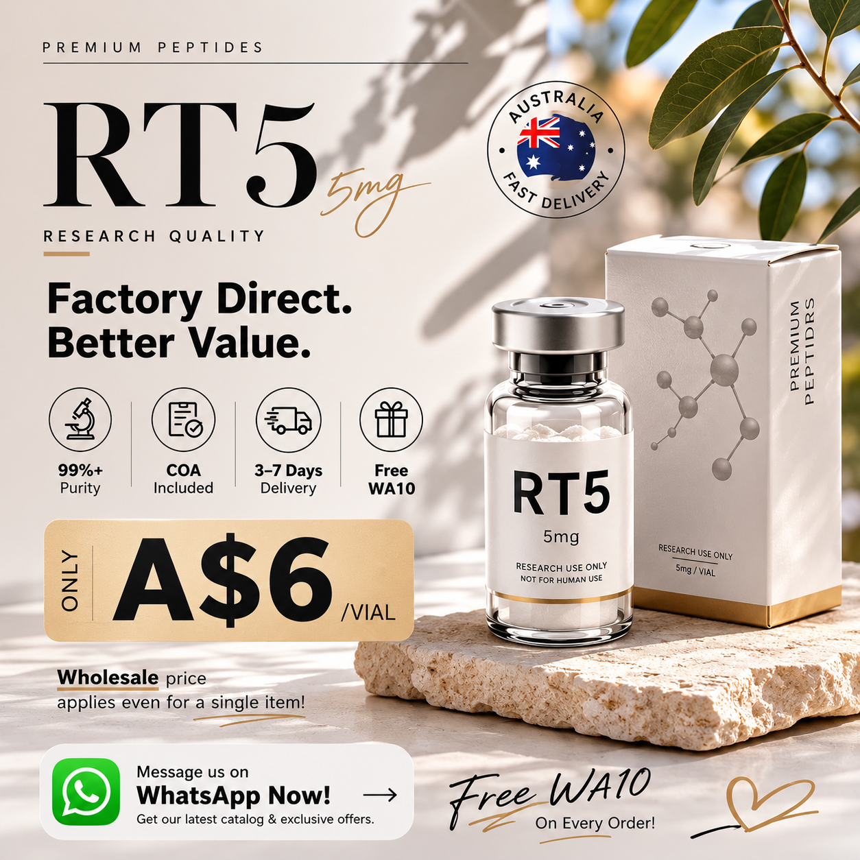 Global Peptide Supply Facebook ad: Premium Peptides. Factory Direct.