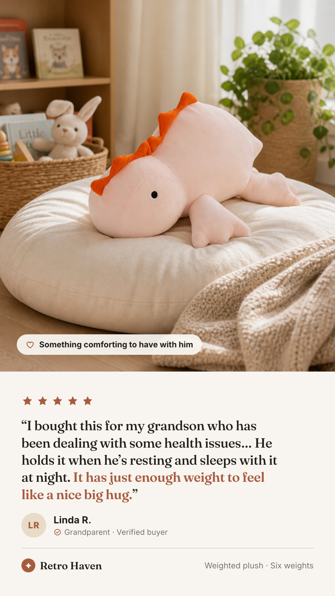 Retro Haven Facebook ad: A weighted blanket you can hug