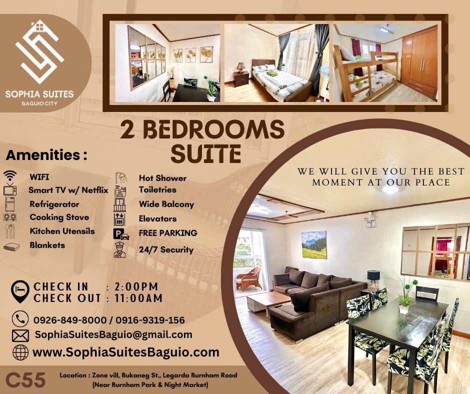 Sophia Suites Baguio City Facebook ad: ๐๐๐ ๐ฎ๐ข๐จ ๐๐ข๐ญ๐ฒ ๐
๐จ๐ ๐ ๐ฒ ๐๐๐๐ฌ๐จ๐ง ๐๐๐๐๐!