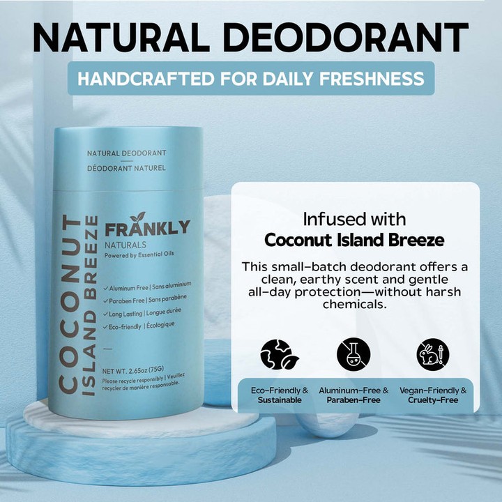Frankly Naturals Canada Facebook ad: Natural Deodorant - Coconut Island Breeze (Vanilla &…