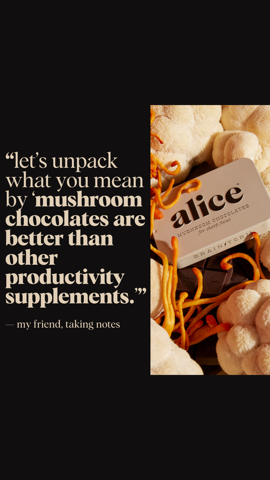 Alice Mushrooms Facebook ad