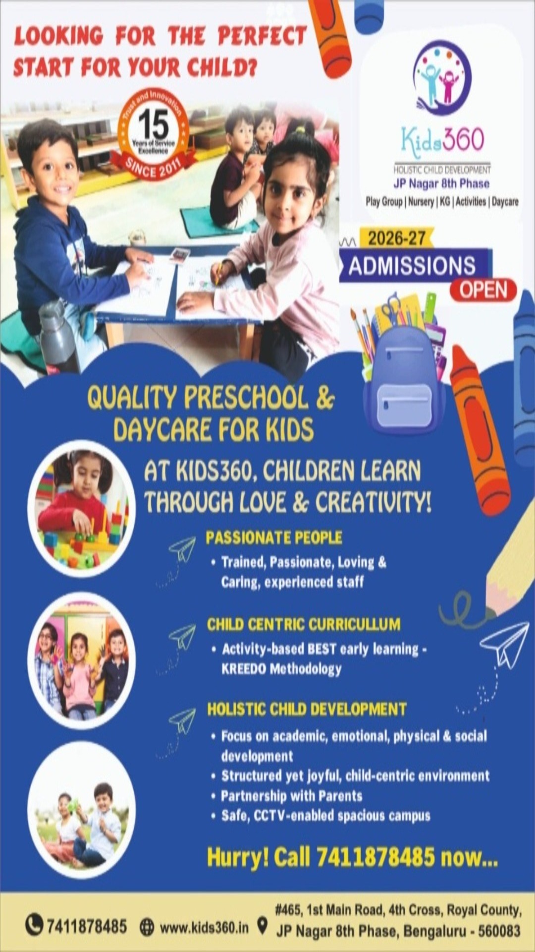 Kids360, JP nagar 8th Phase Facebook ad from May 3, 2026