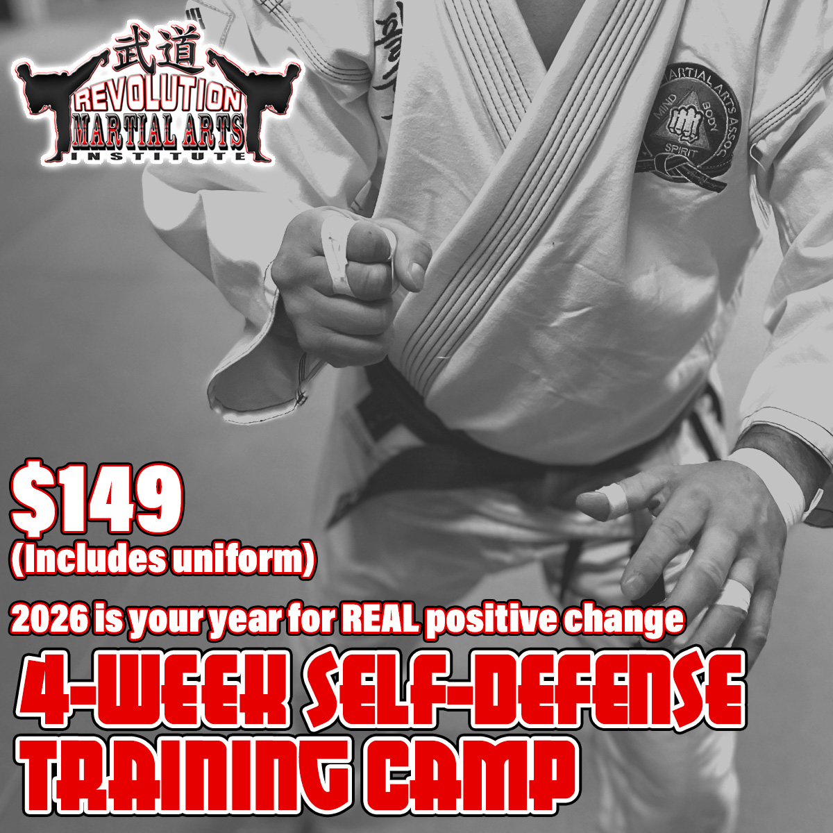 Revolution Martial Arts Institute Facebook ad: 4-Week Trial Only $149