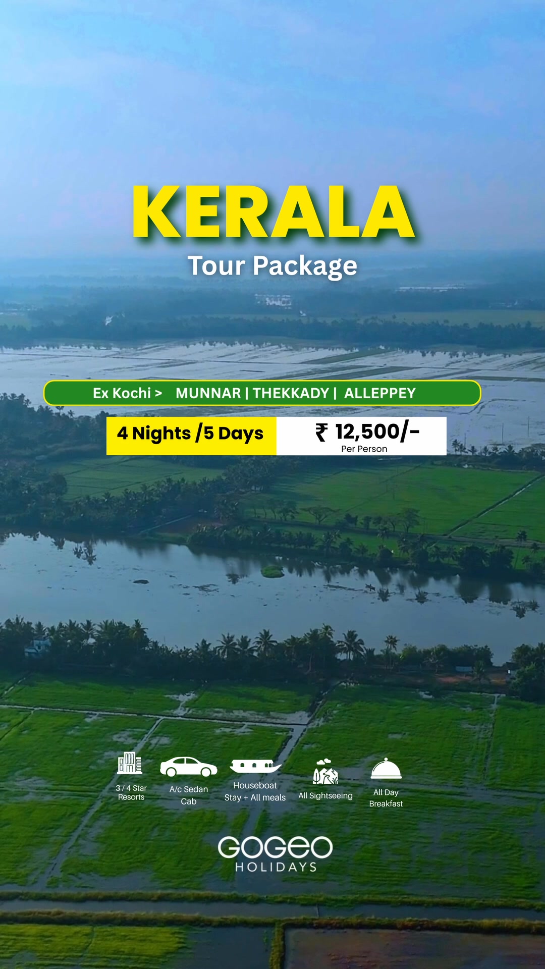 GoGeo Holidays Facebook ad: Kerala Tour @ ₹12,500, Limited Offer