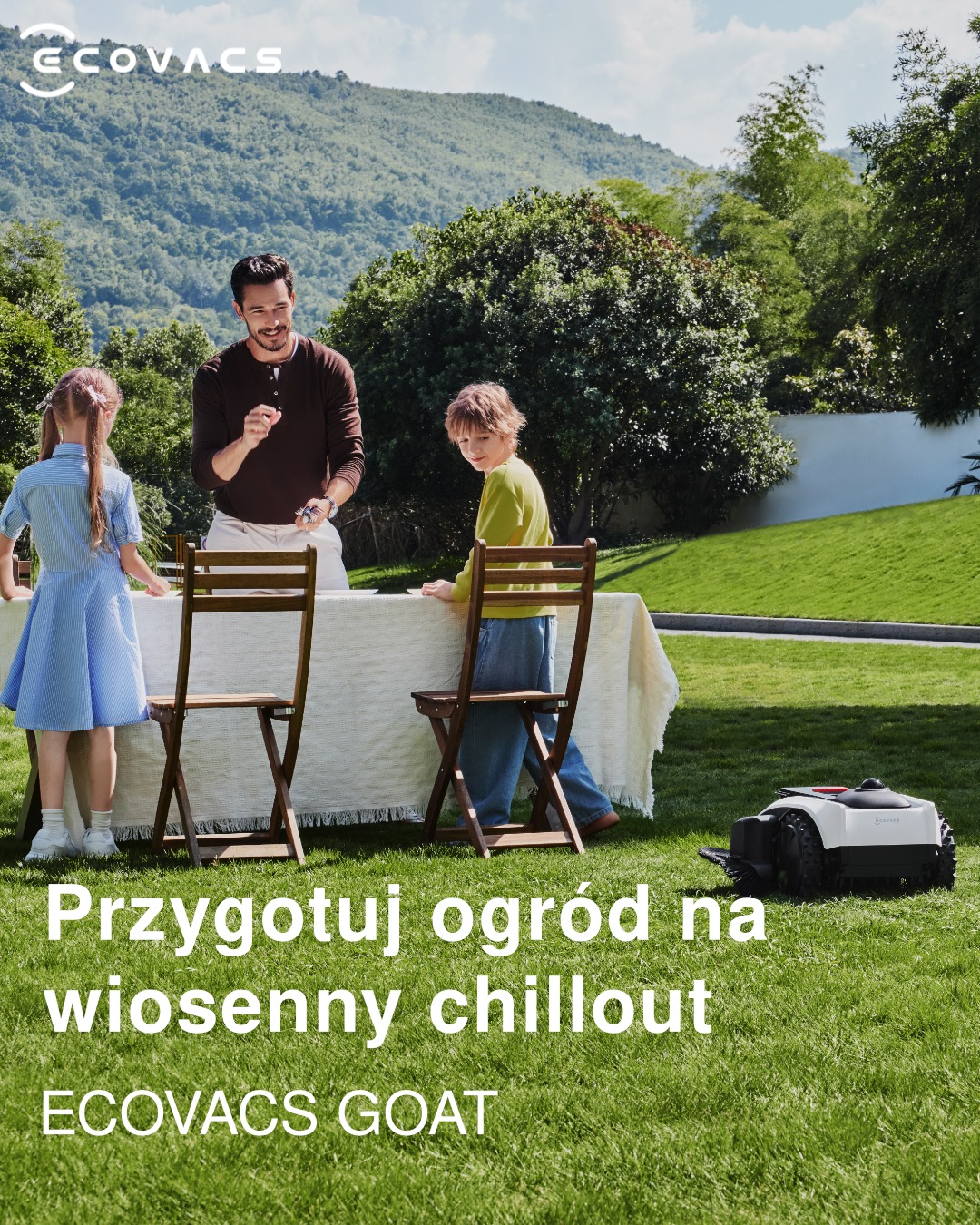 ECOVACS ROBOTICS Facebook ad: Mniej koszenia. Więcej bycia razem