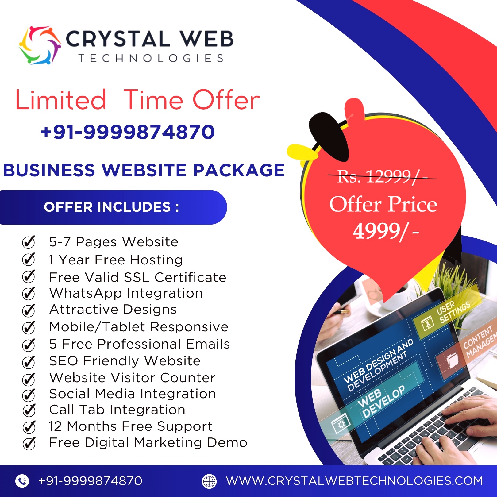 Crystal Web Technologies Facebook ad from Apr 19, 2026
