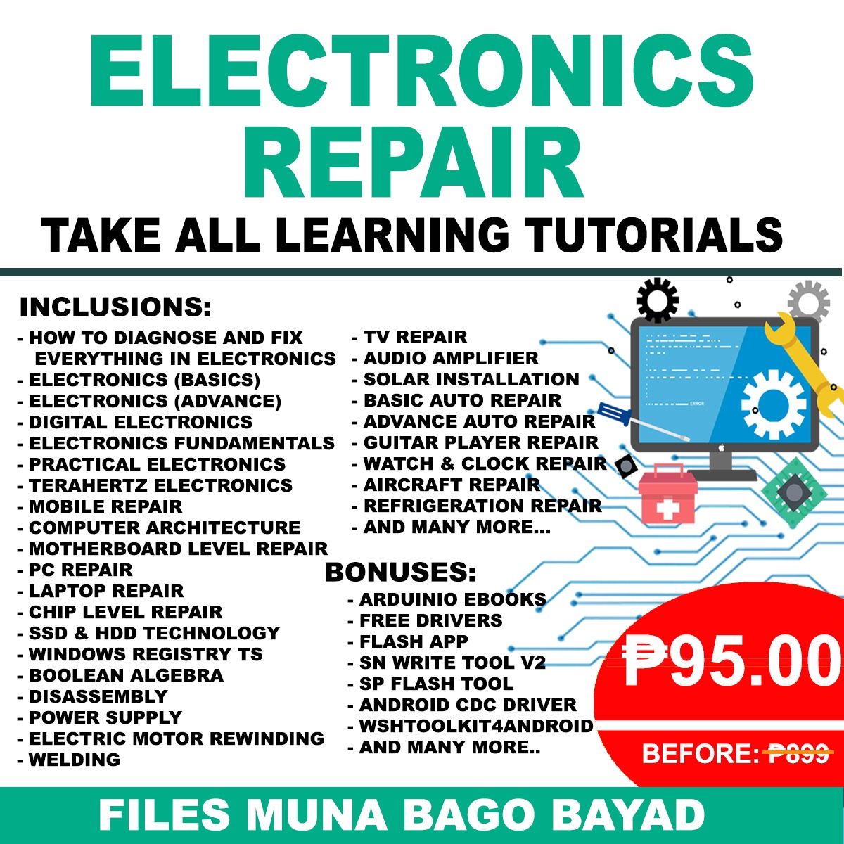Electronics Repair Learning Center Facebook ad: Chat in Messenger