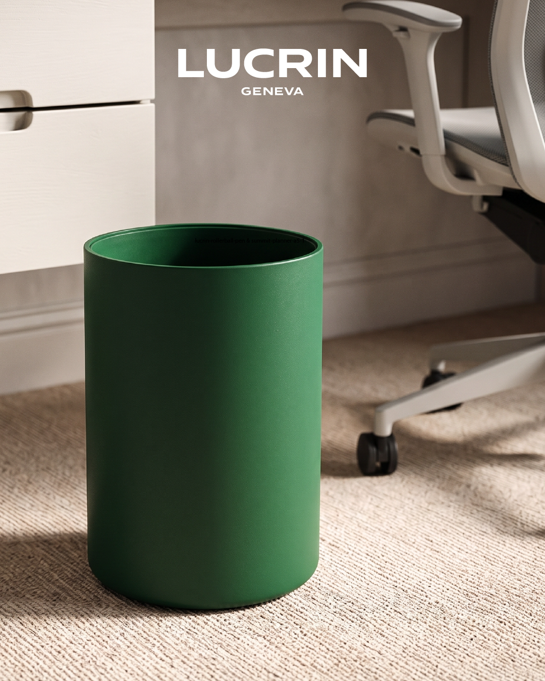 LUCRIN Geneva Facebook ad: Round Leather Paper Bin