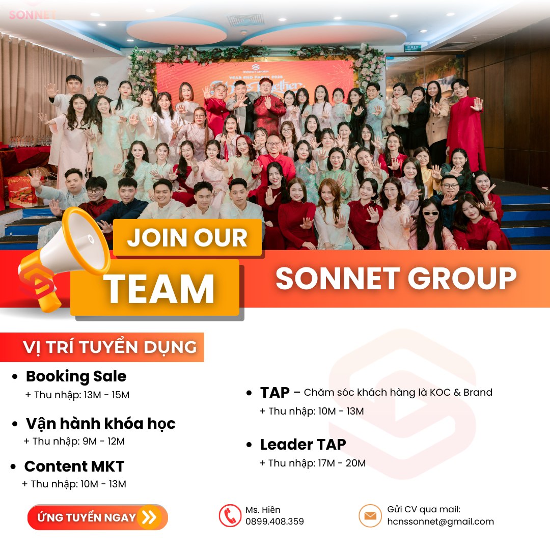 Tuyển Dụng Sonnet Group Facebook ad: KHỞI ĐỘNG SỰ NGHIỆP CÙNG SONNET GROUP