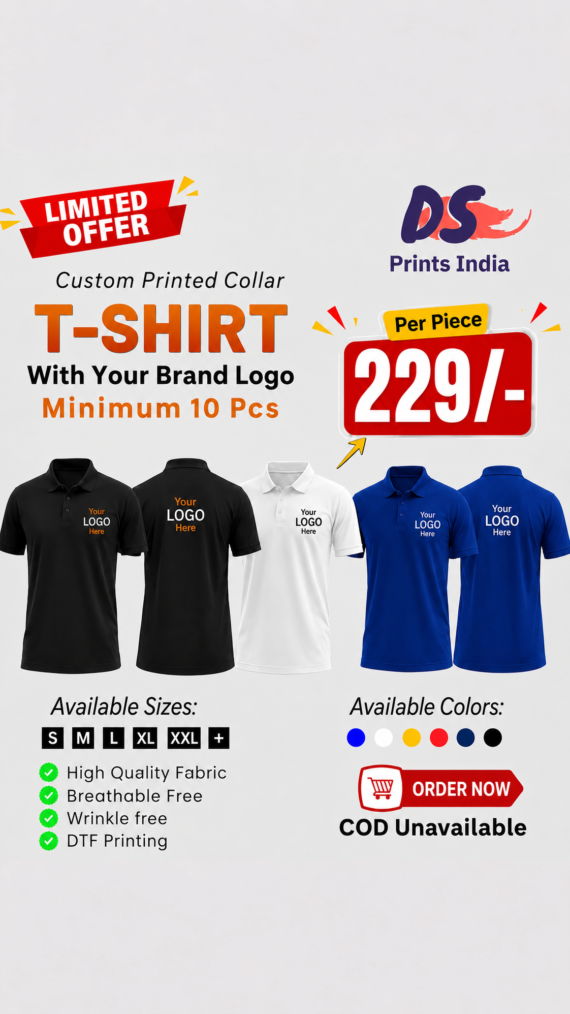 DS Prints India Facebook ad: Custom Printed T-Shirts Starting ₹229/-