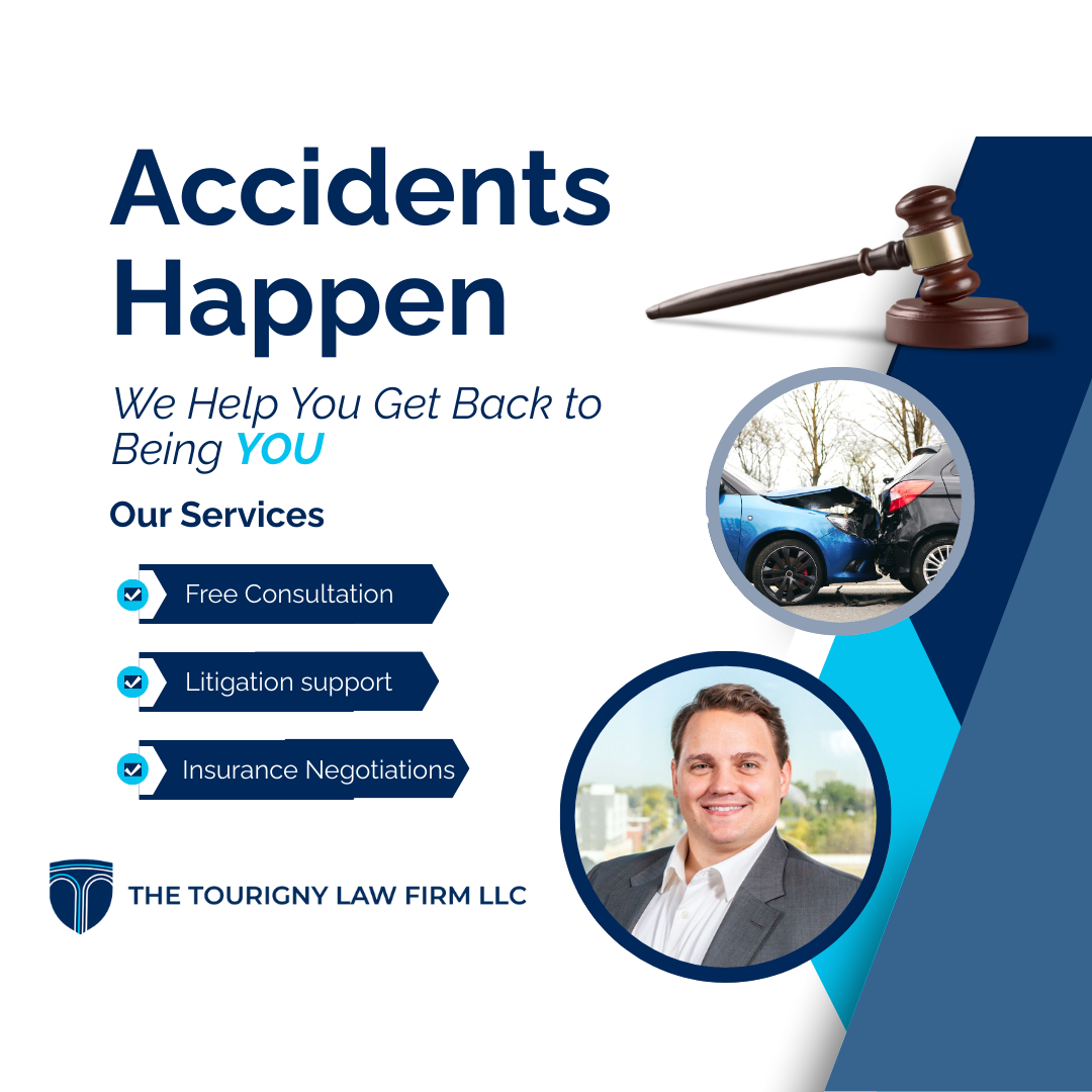 The Tourigny Law Firm LLC. Facebook ad: KC Car Accident? Let's Talk!