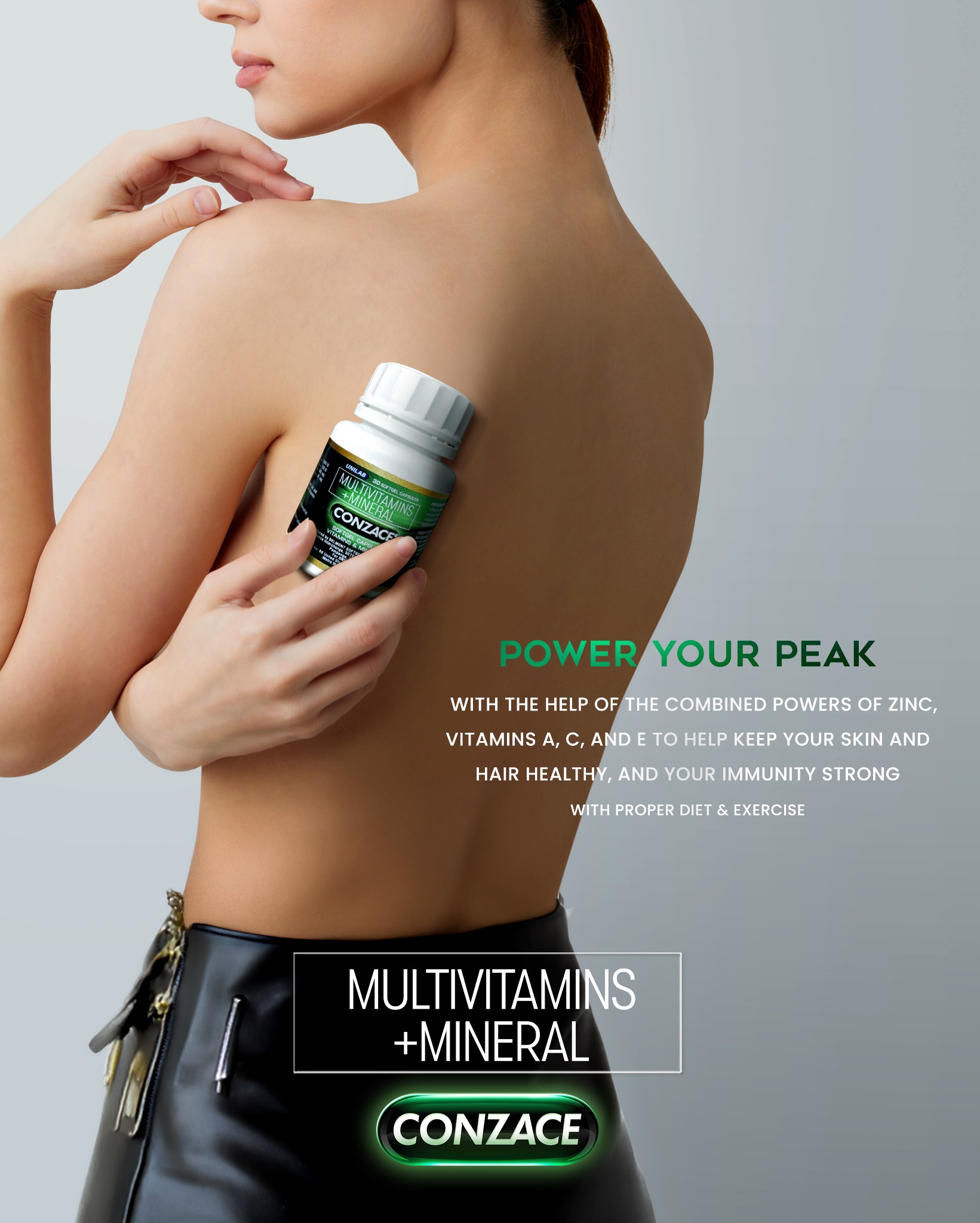 Conzace Facebook ad: Look as powerful as your body feels