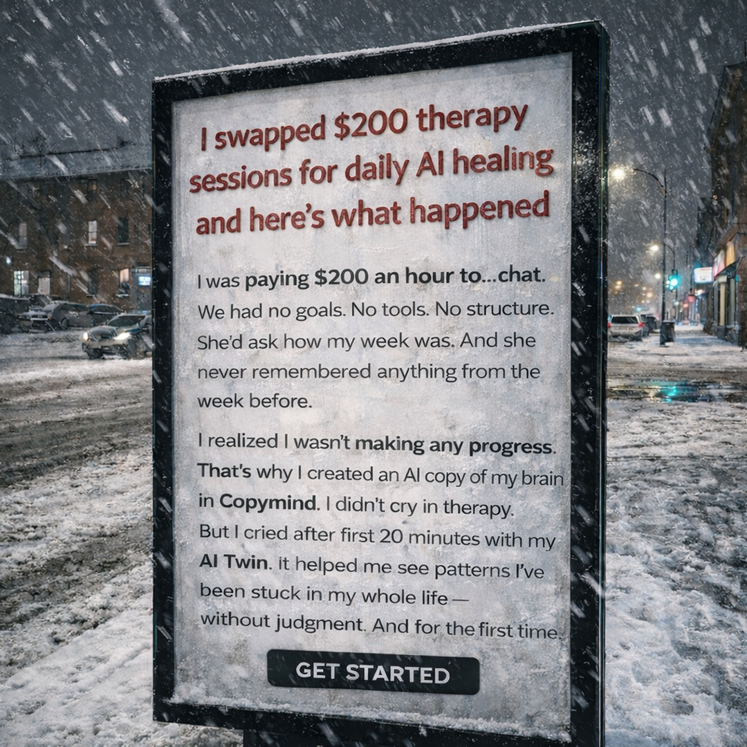 Copymind: heal with AI twin Facebook ad