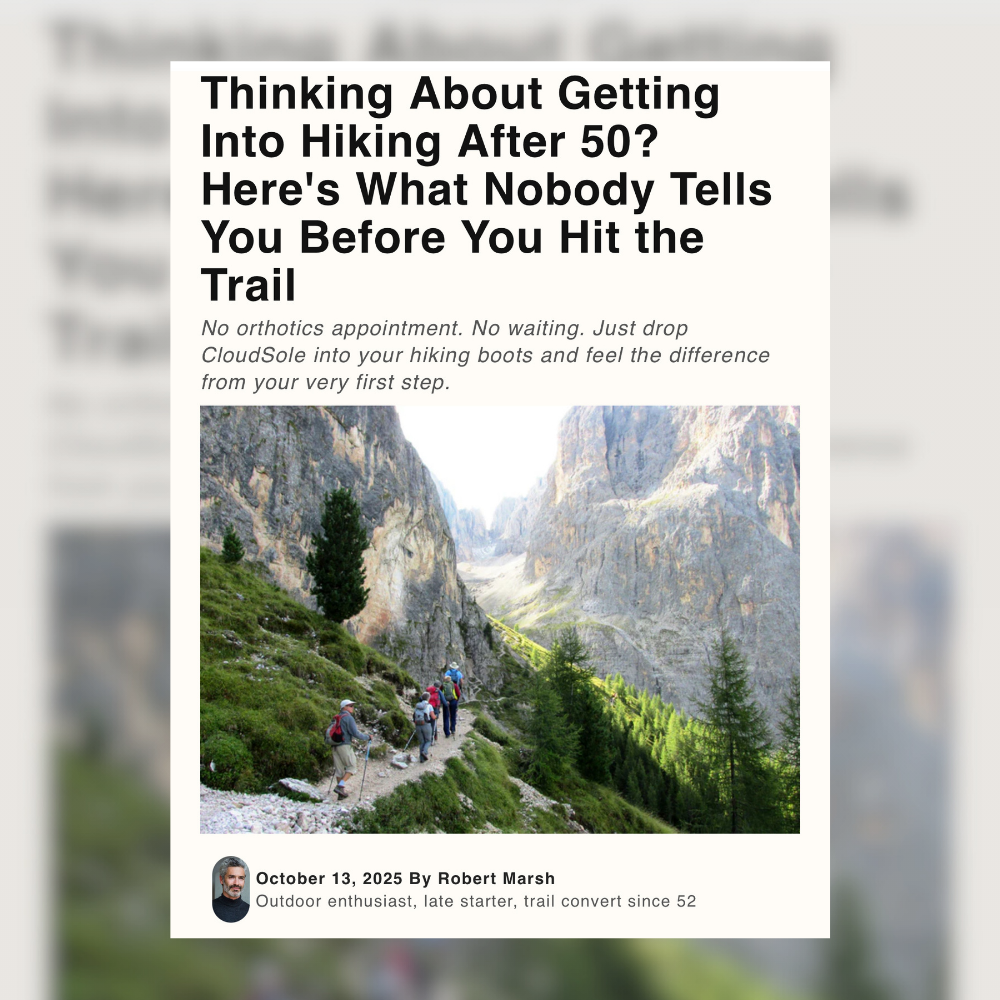 Robert Marsh Facebook ad: Start hiking after 50 without spending months getting in…