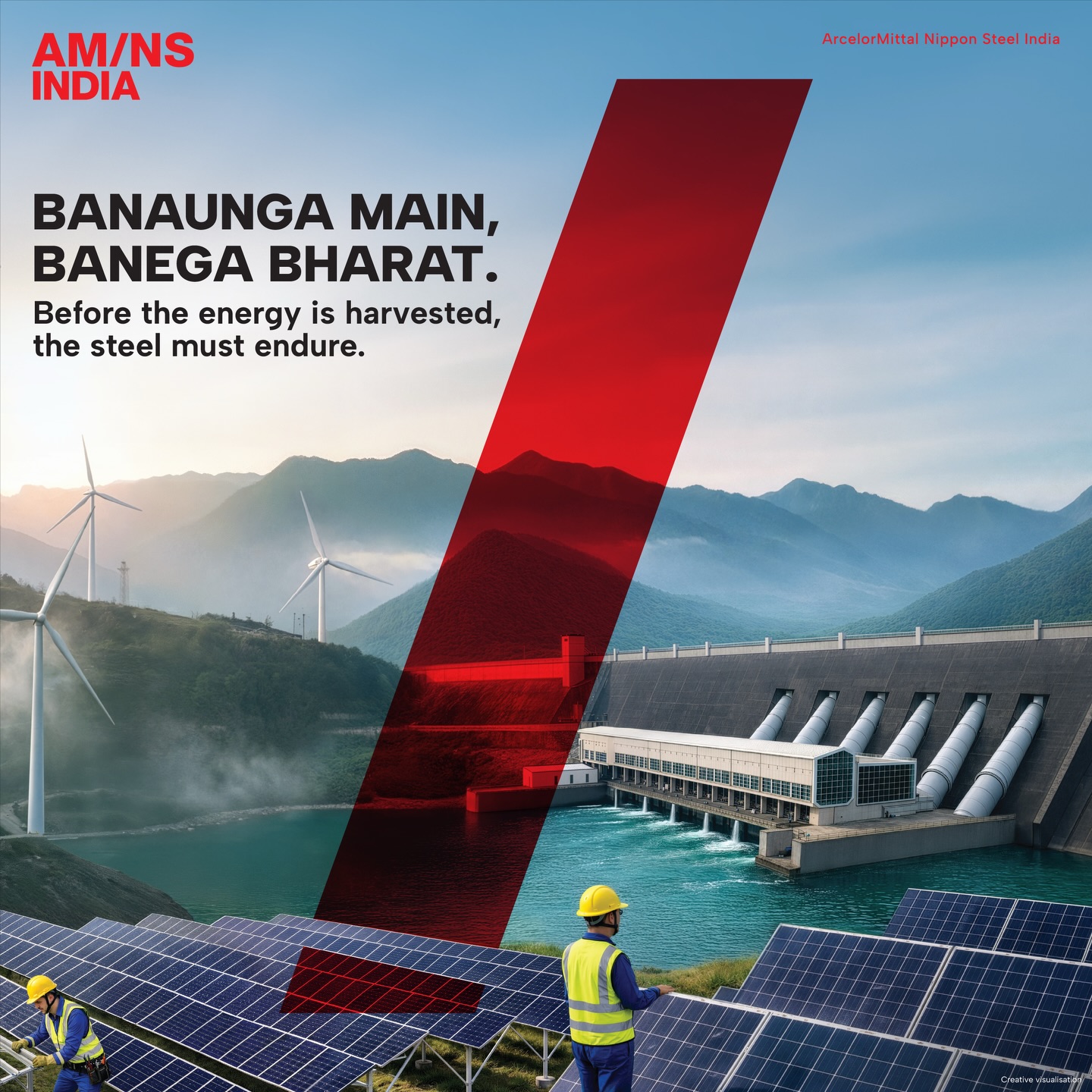ArcelorMittal Nippon Steel India Facebook ad: Before the energy is harvested, the steel must…
