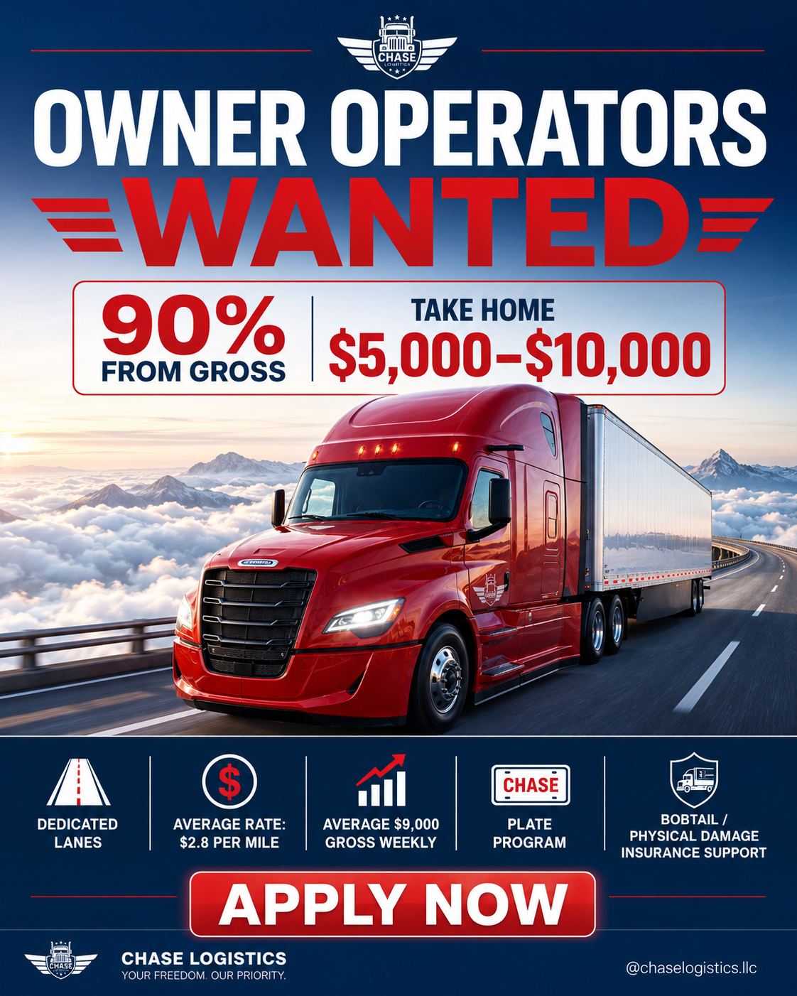 Chase logistics LLC Facebook ad from May 23, 2026