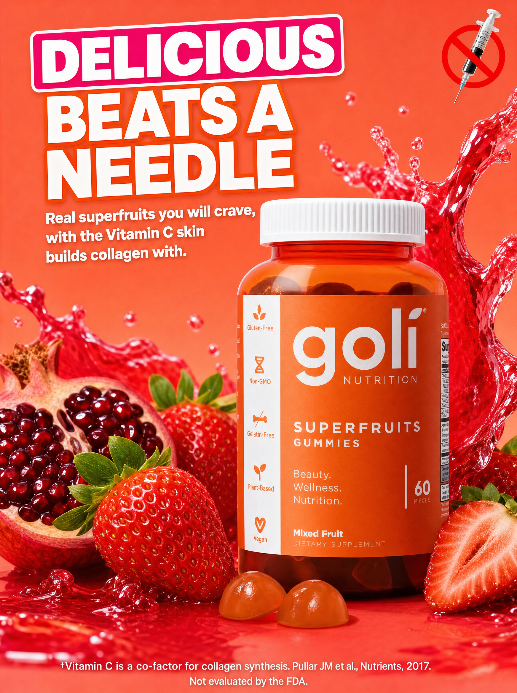 Goli Facebook ad: Skip the Needle. Chew Your Collagen Instead.