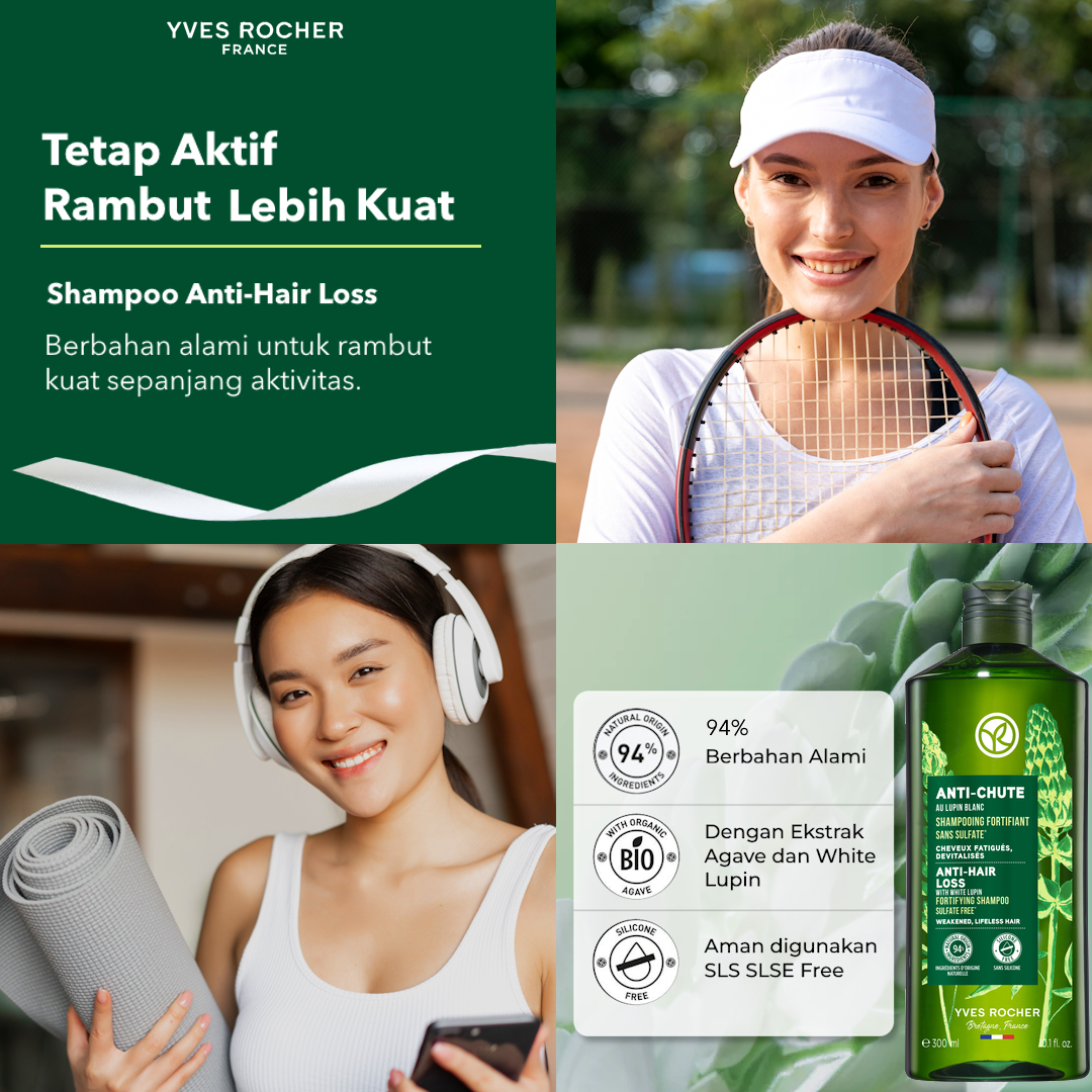 Yves Rocher Indonesia Facebook ad: Tetap Aktif, Rambut Lebih Kuat!