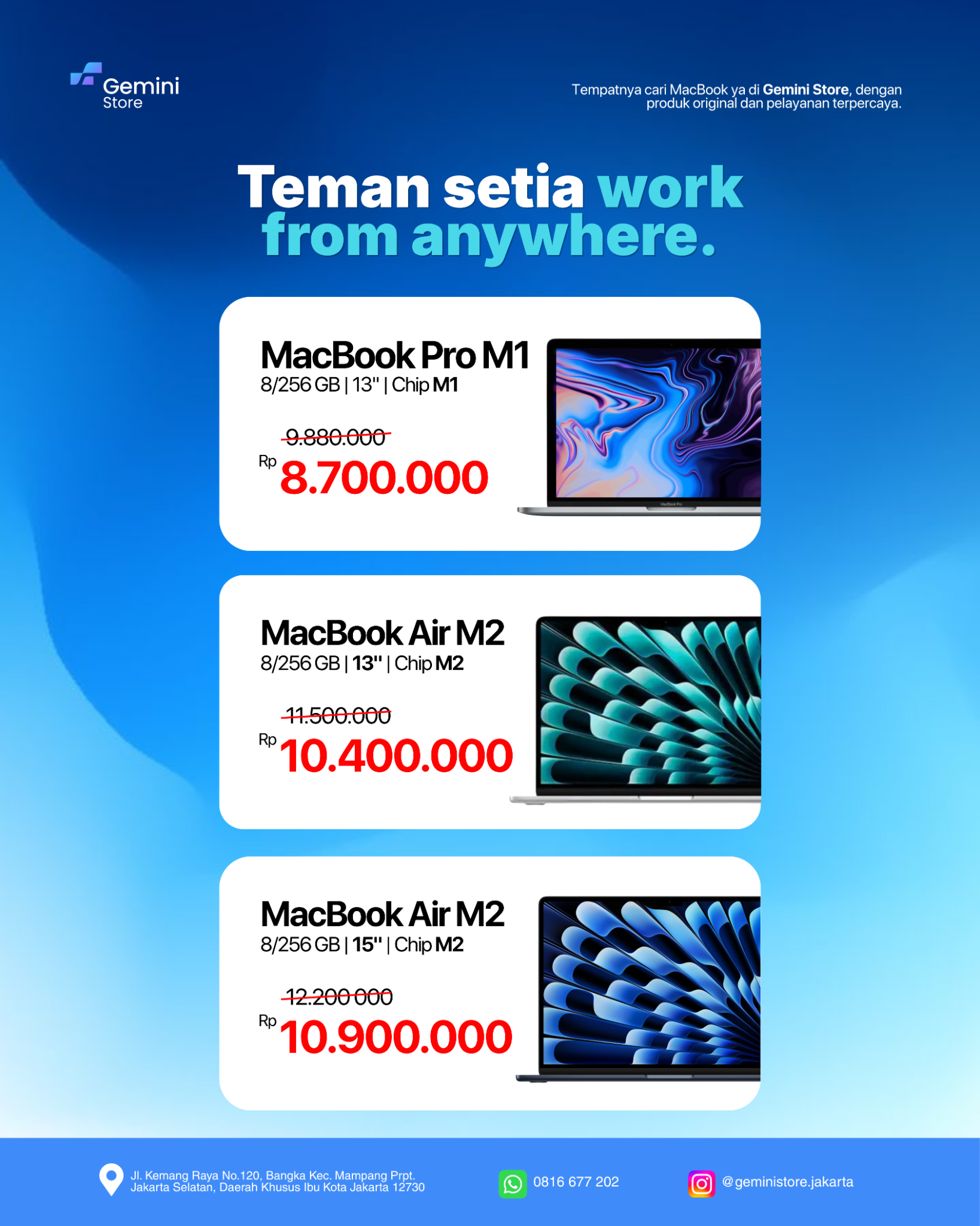 Gemini Store Jakarta Facebook ad: Promo 4.4 Gemini Store, MacBook Impianmu Kini Lebih…