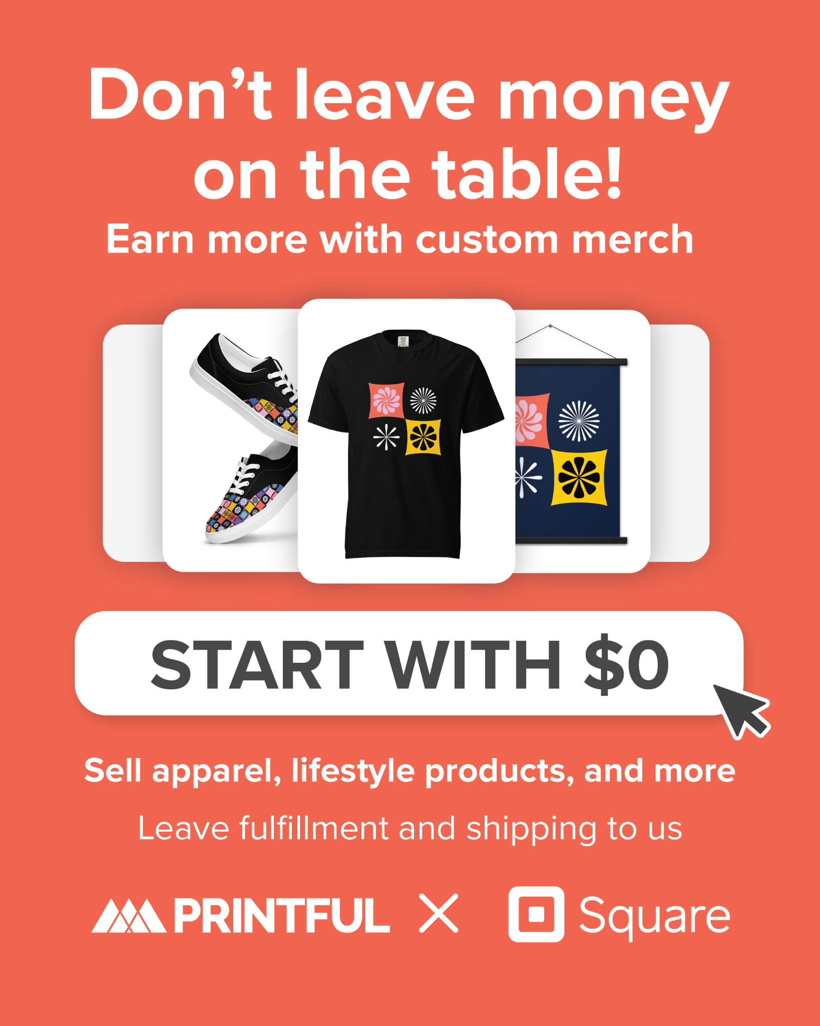 Printful Facebook ad: Custom Merch for Your Business