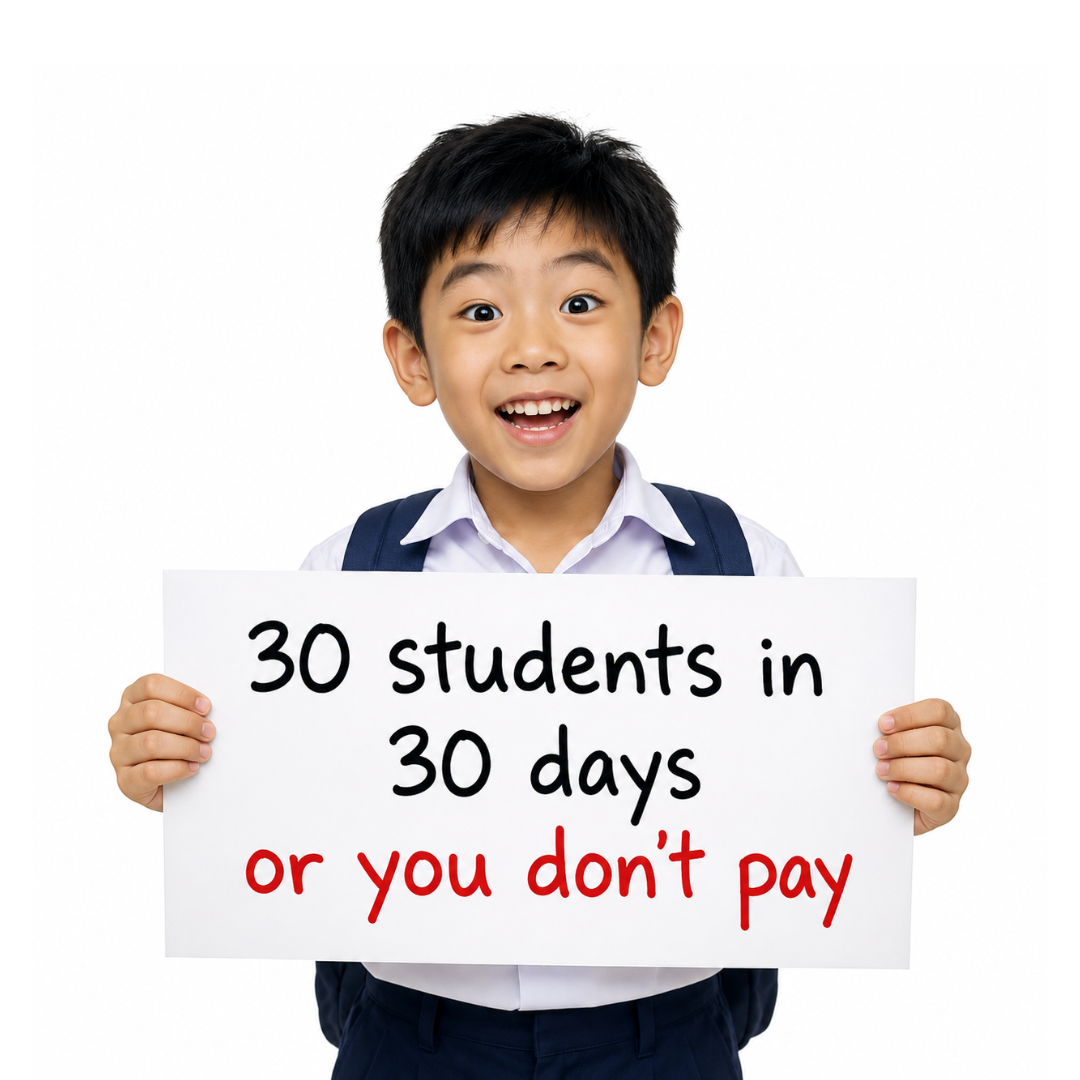 Packedwithclients Facebook ad: Get 15 Paying Students in 30 Days - Or You Don't Pay