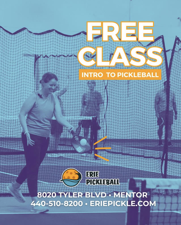 Erie Pickleball Facebook ad: FREE INTRO TO PICKLEBALL