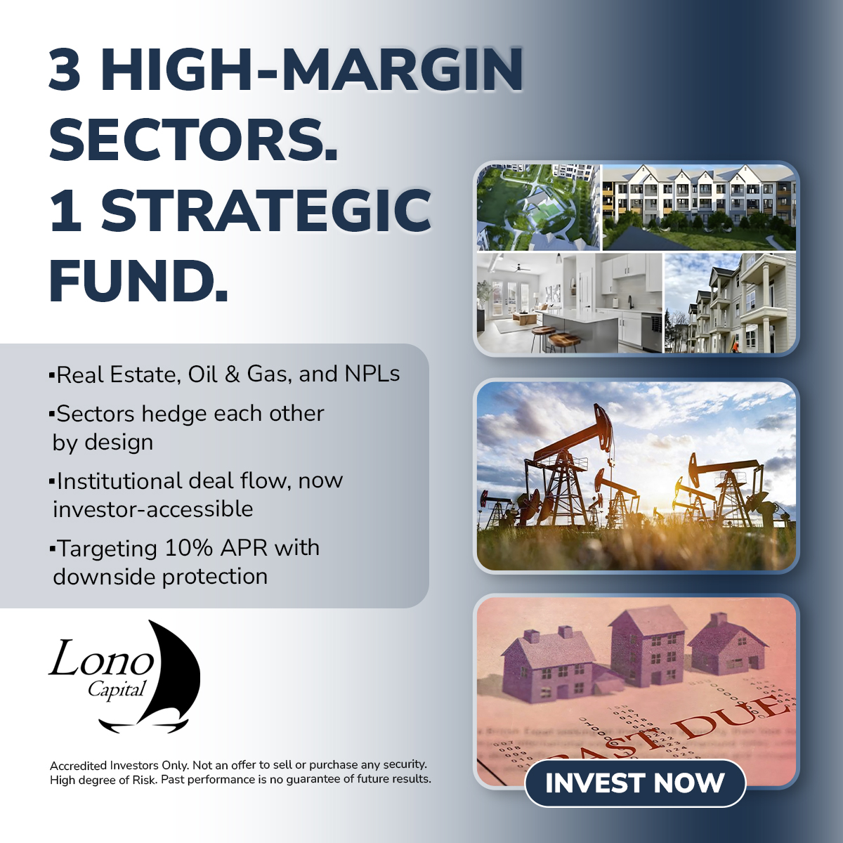 Lono Capital LLC Facebook ad: Genesis Fund I: Three Asset Classes. One Strategy. Built…