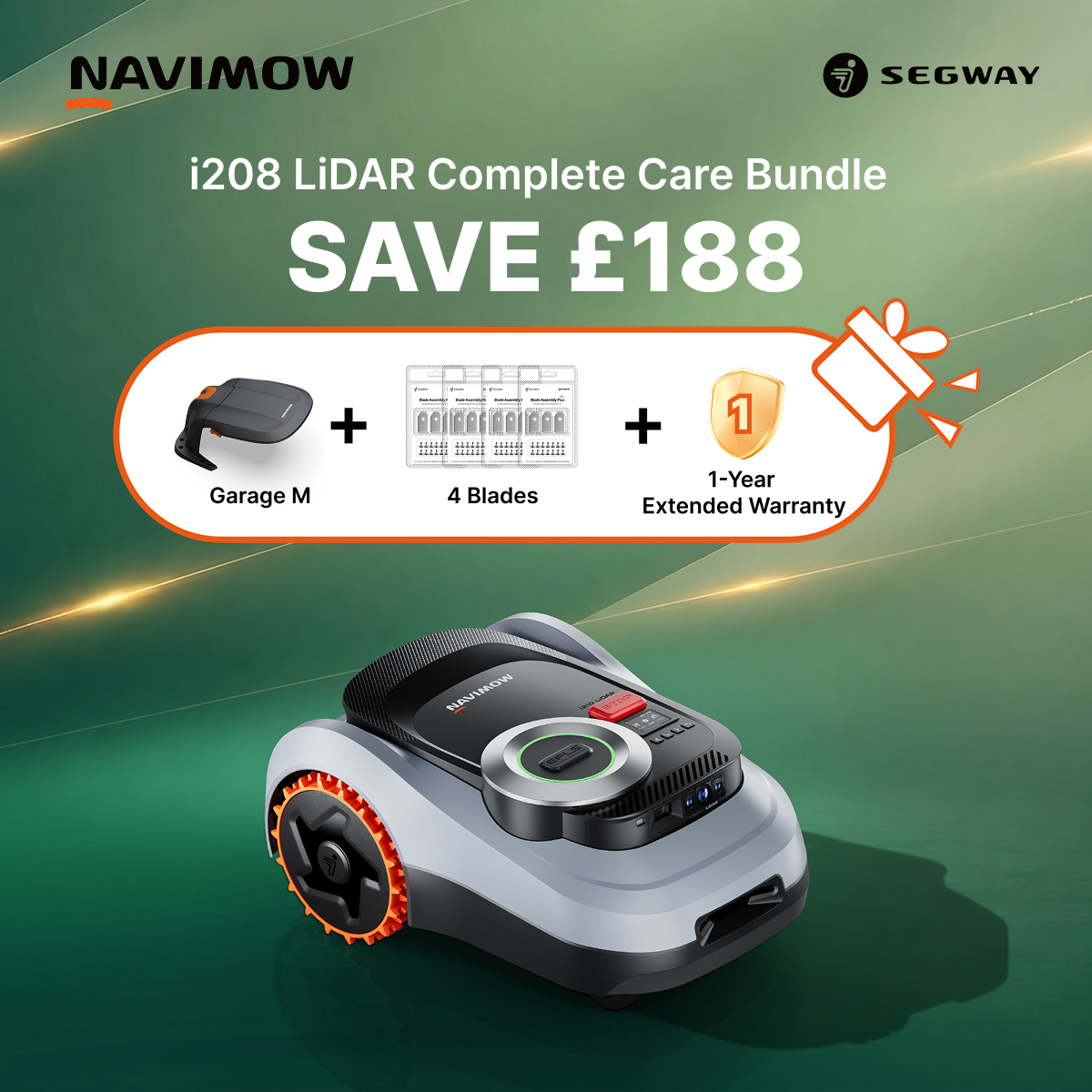 Segway Navimow Facebook ad: Save £188 on i208 LiDAR Bundle
