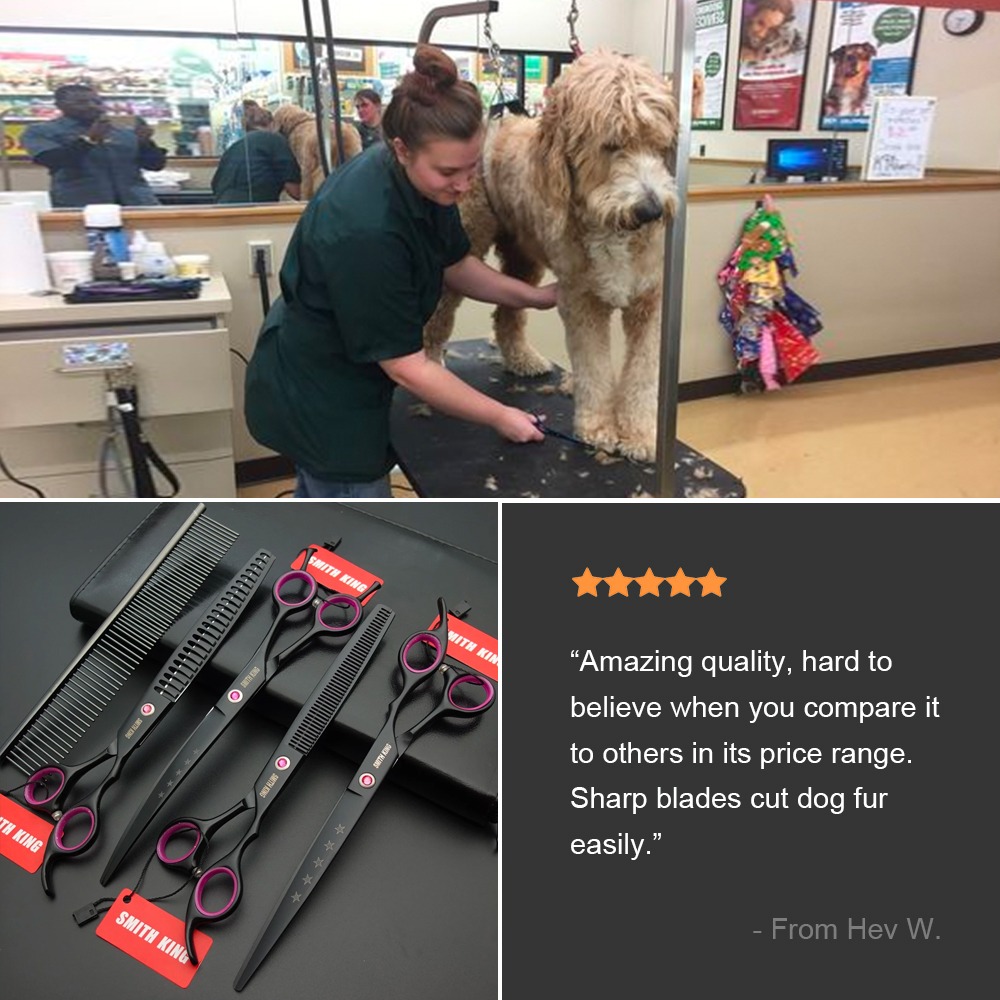 Doggroomersrock.org Facebook ad: 8 Professional Pet Grooming Shears 4Pcs Set