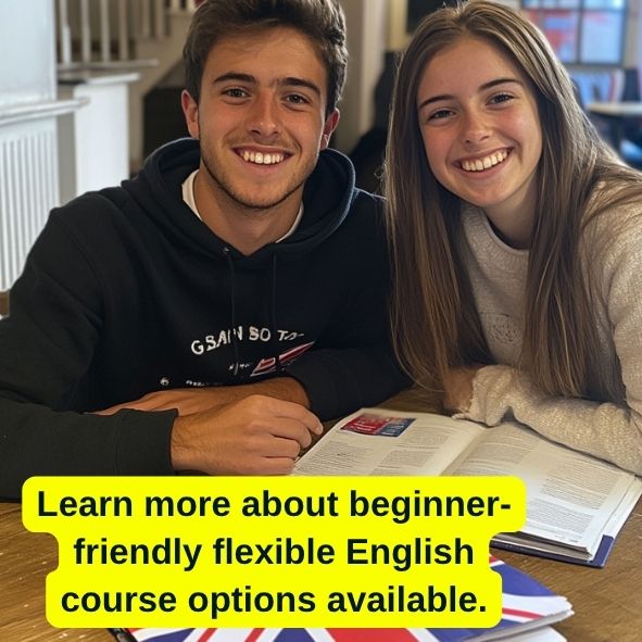 Bright Ideas Facebook ad: Learn more about beginner-friendly flexible English course…