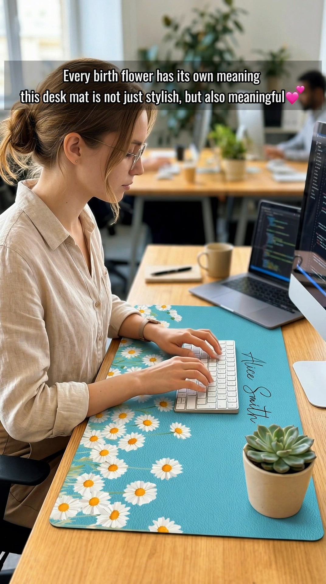 Macorner Facebook ad: Your desk, your vibe add your birth flower…