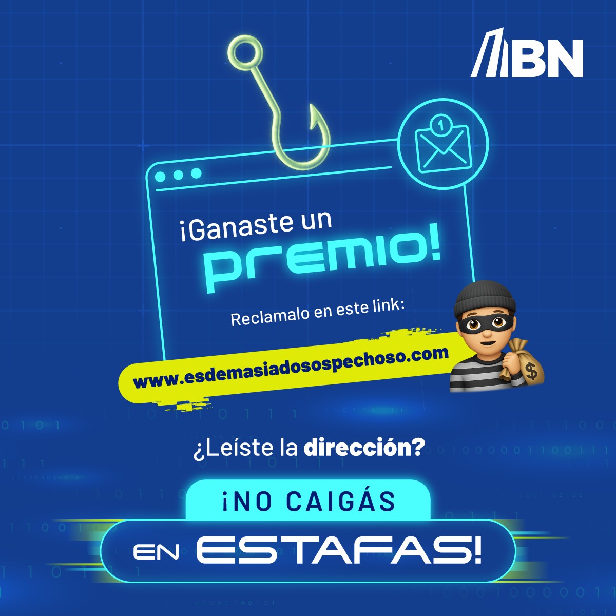 Banco Nacional Facebook ad: Los estafadores quieren agarrarte caído.