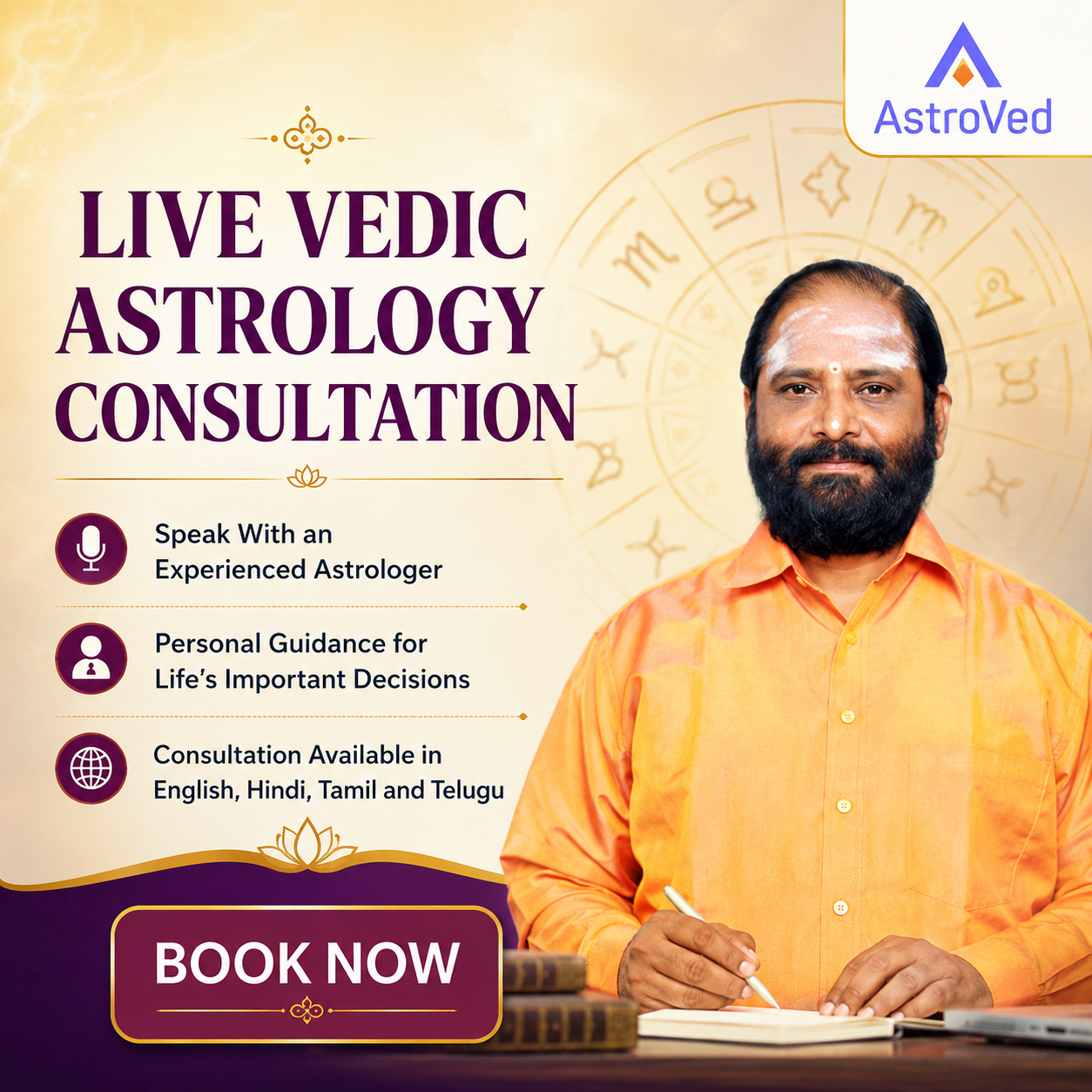 AstroVed Facebook ad: Speak Live With a Vedic Astrologer